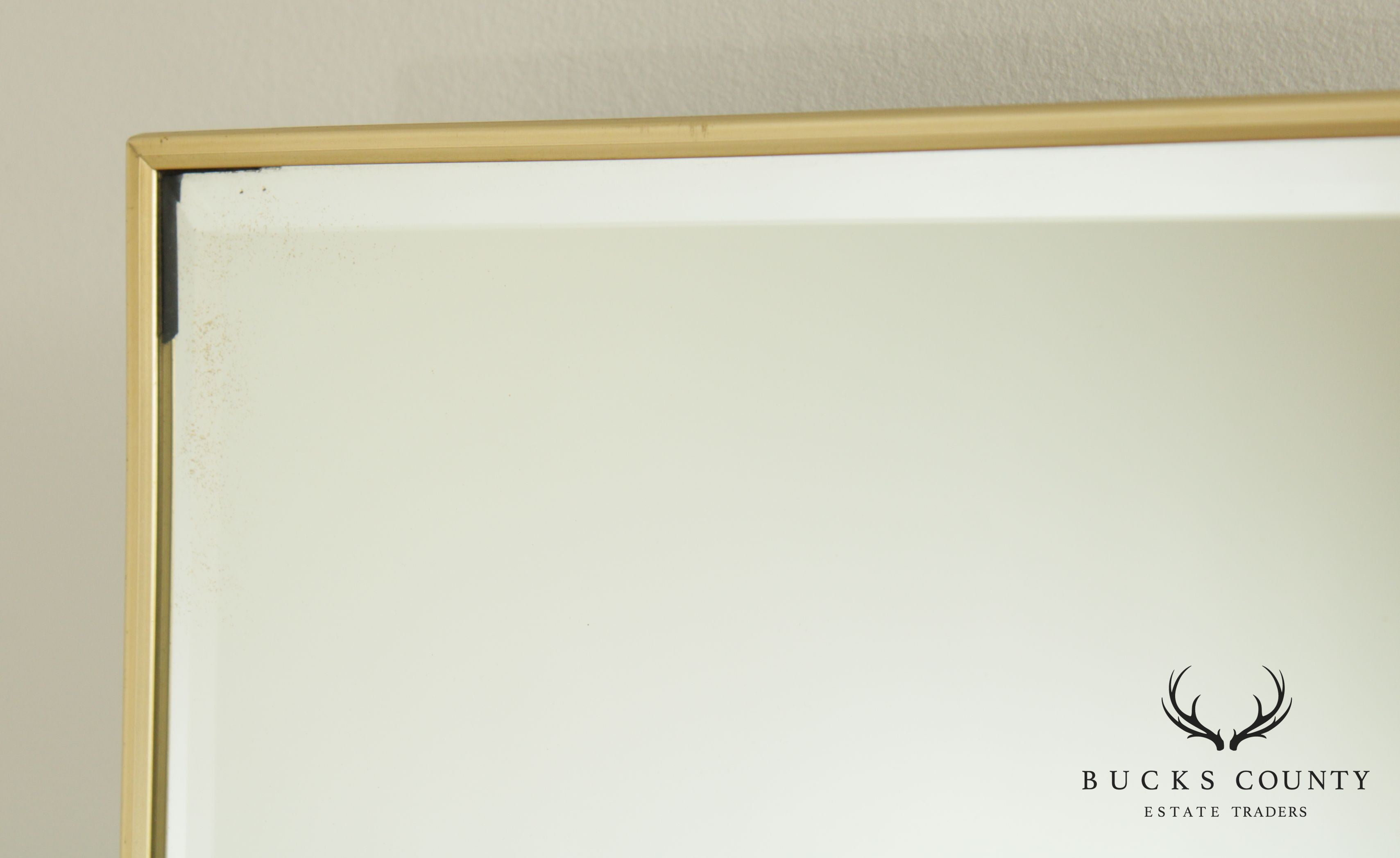 Mid Century Modern Brushed Brass Beveled Wall Mirror