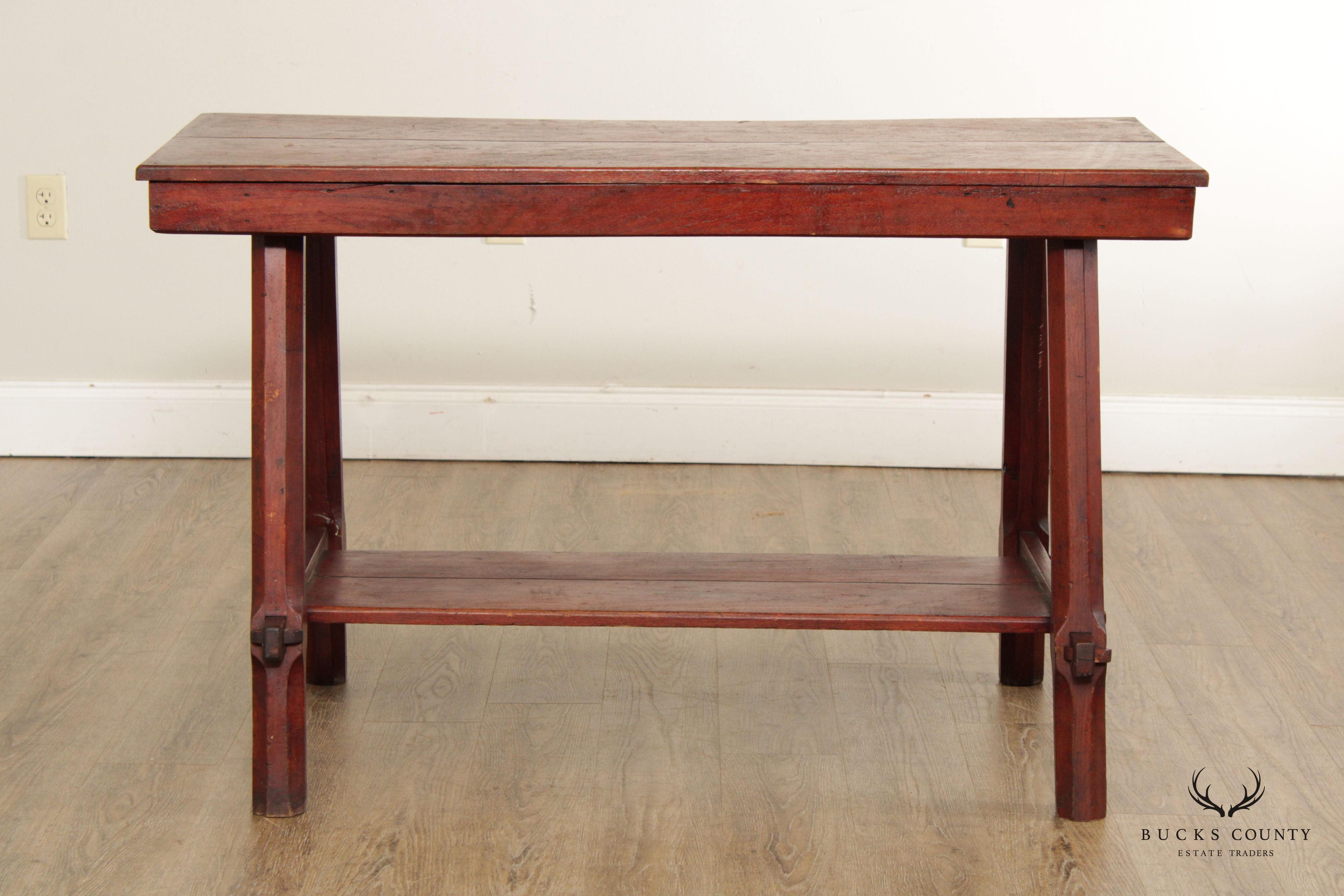 Arts & Crafts Antique Two-Tier Library or Work Table