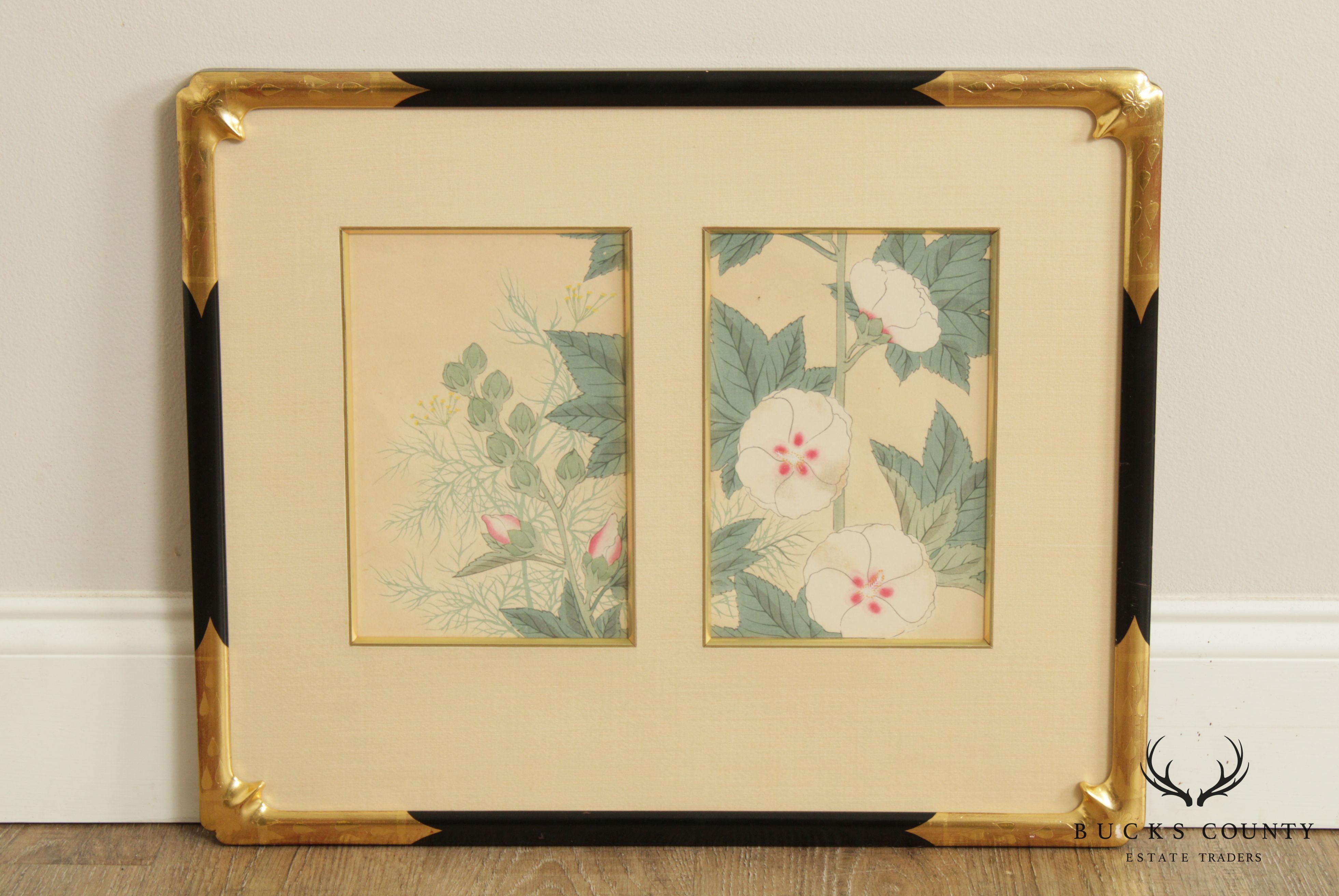 Vintage Asian Style Custom Framed  Floral Print