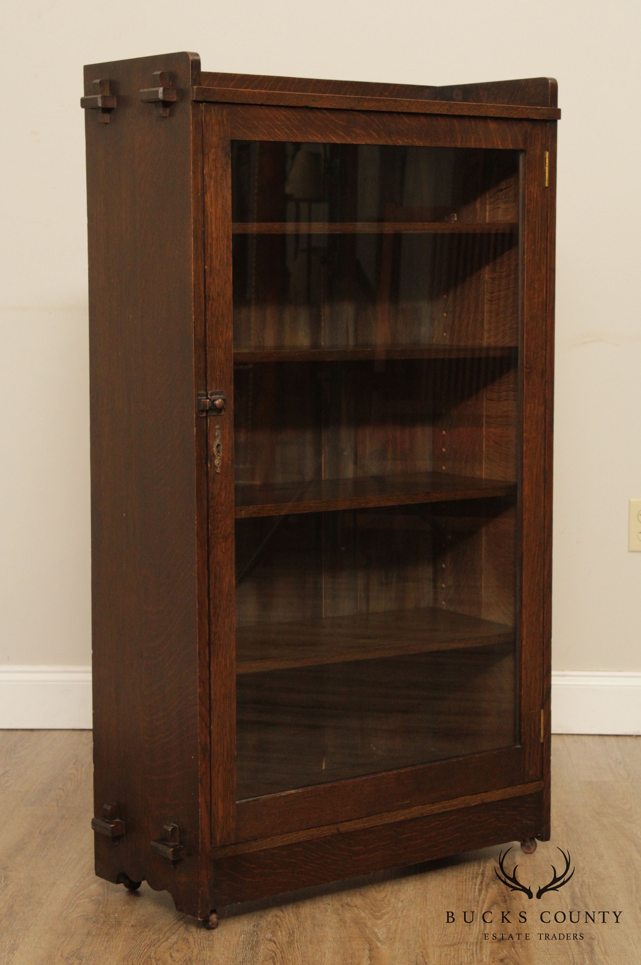 Antique Mission Oak Single Door Bookcase