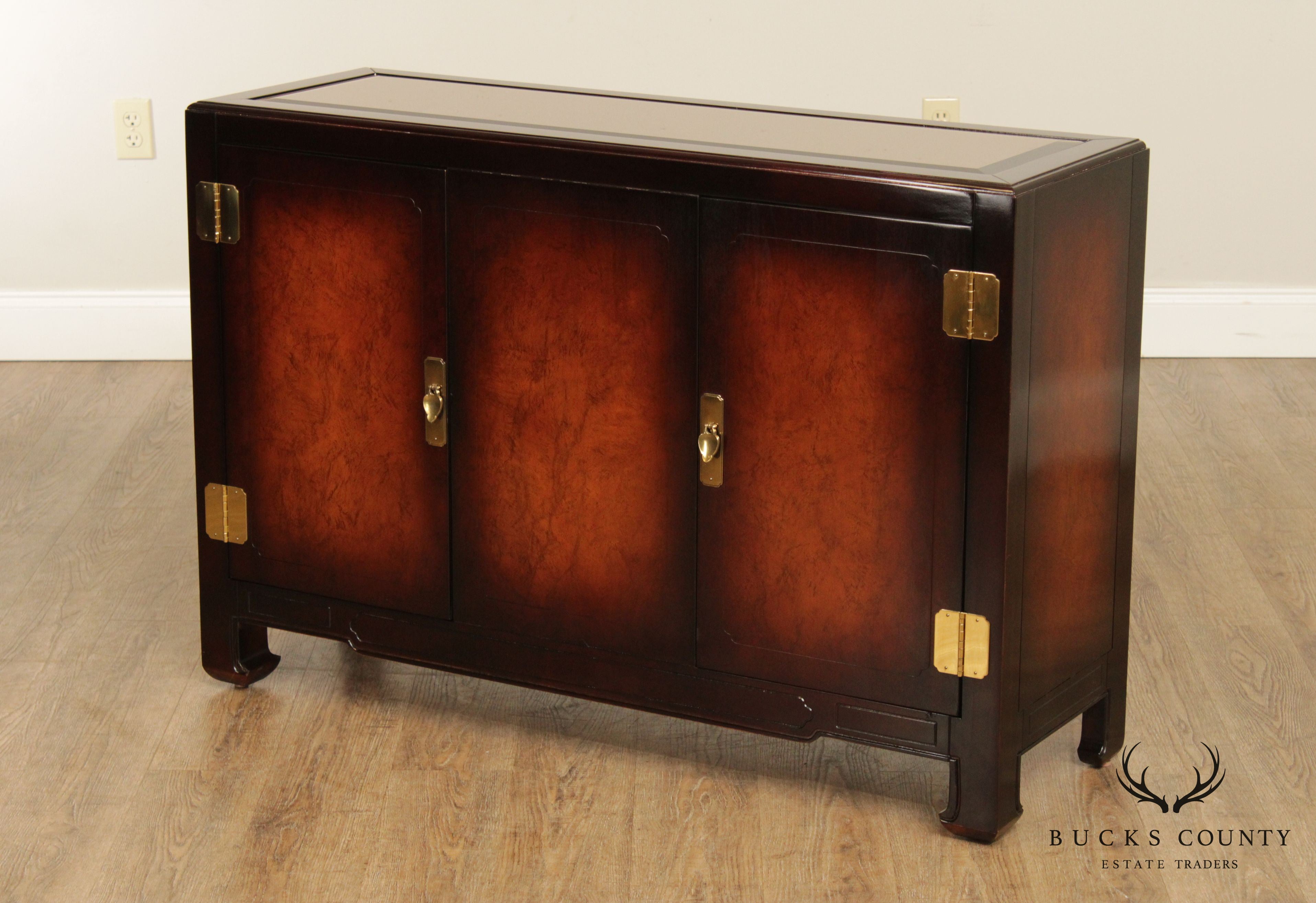 American of Martinsville Mid Century Modern Asian Style Burl Wood Sideboard