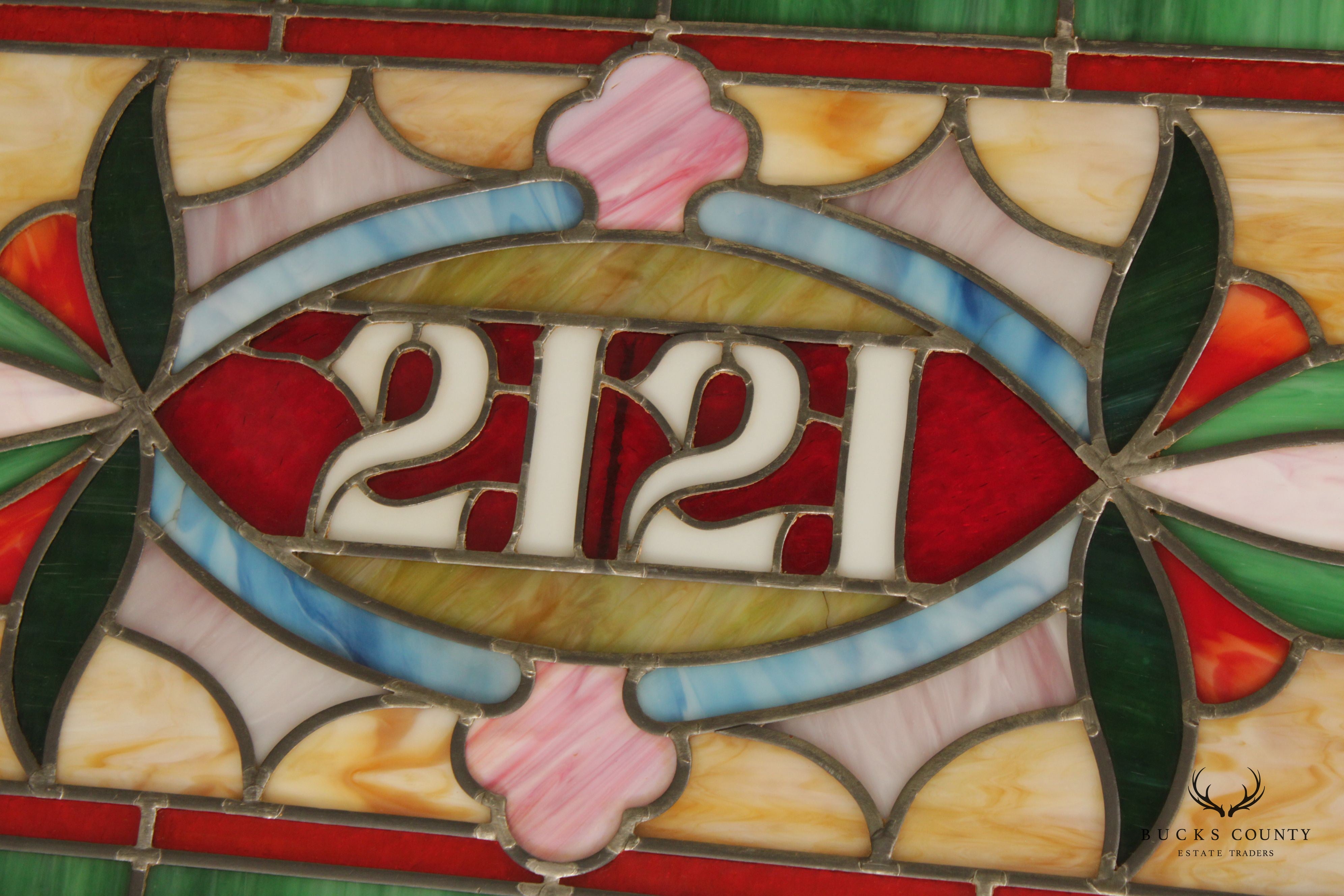 Vintage Stained Glass Transom Window or Hanging Decor