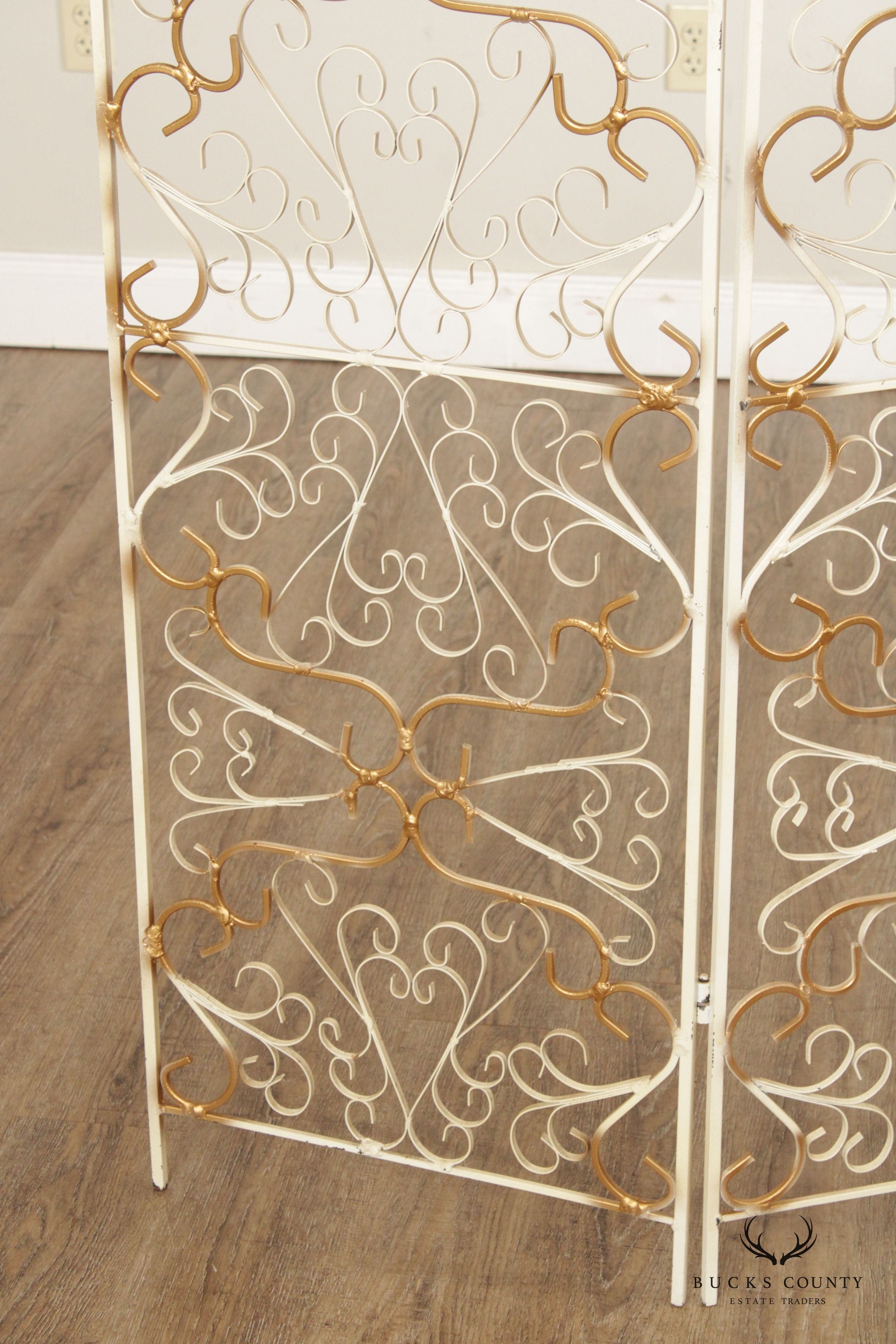 Mid Century Wrought Iron Three-Panel Folding Screen