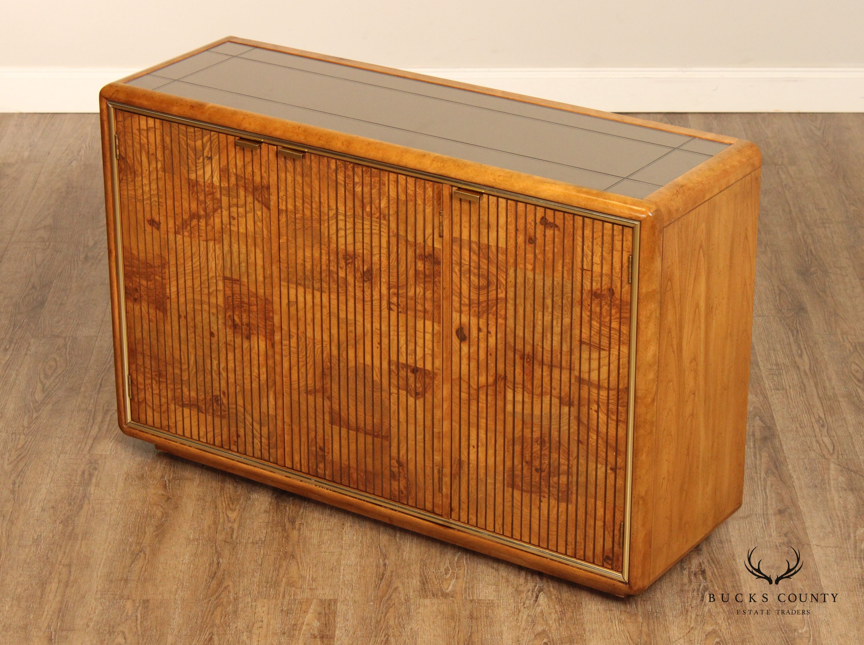 American of Martinsville Mid Century Modern Burl Elm Server