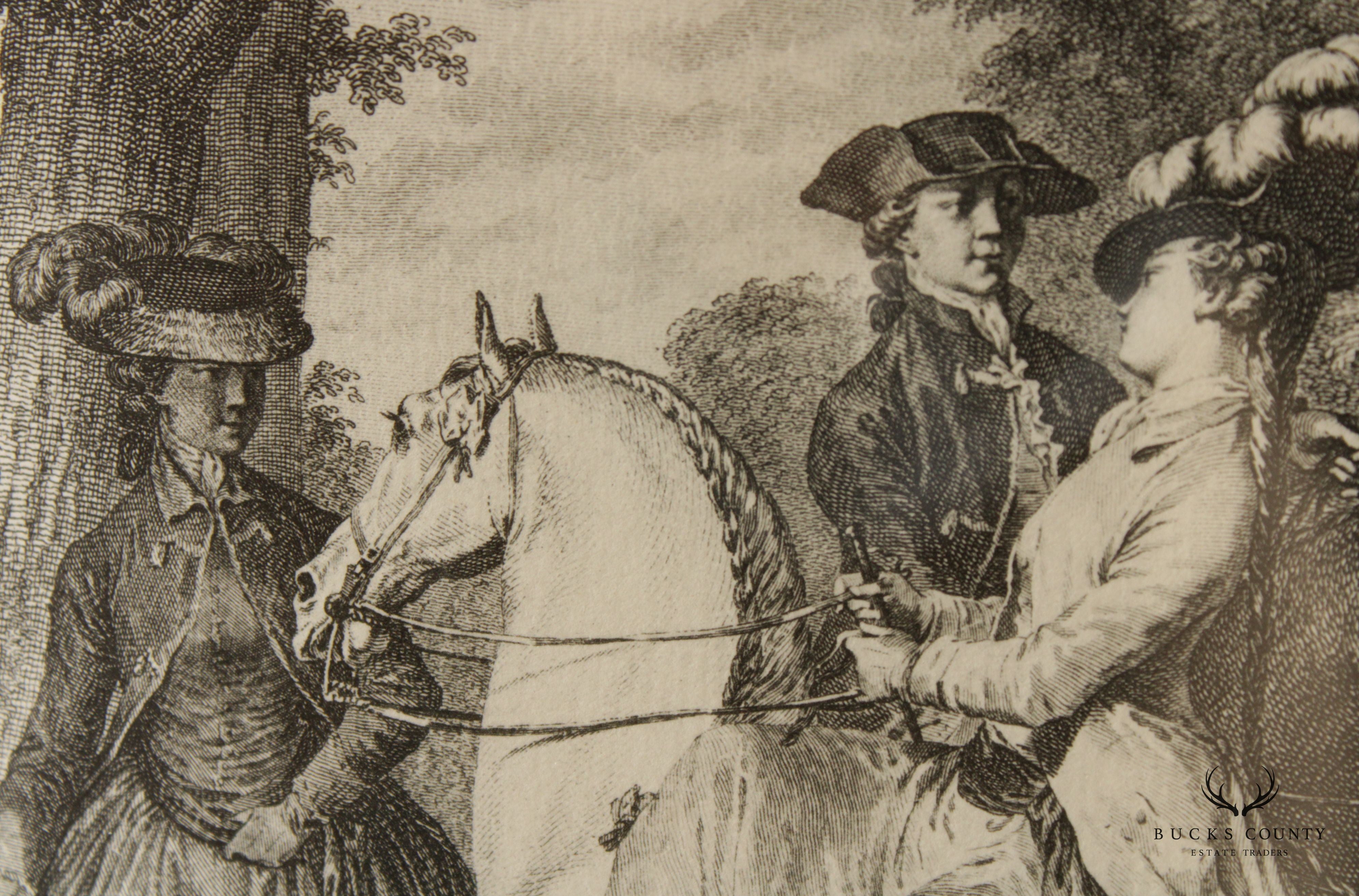 Antique Set 18th French Engravings After Baudouin, Moreau the Younger and Fragonard, Custom Framed