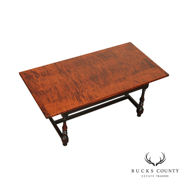 Country Farmhouse Style Tiger Maple Top Coffee Table
