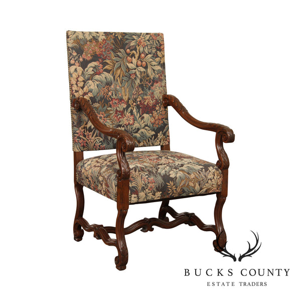 19th century French Louis XIV style armchair with needlepoint.