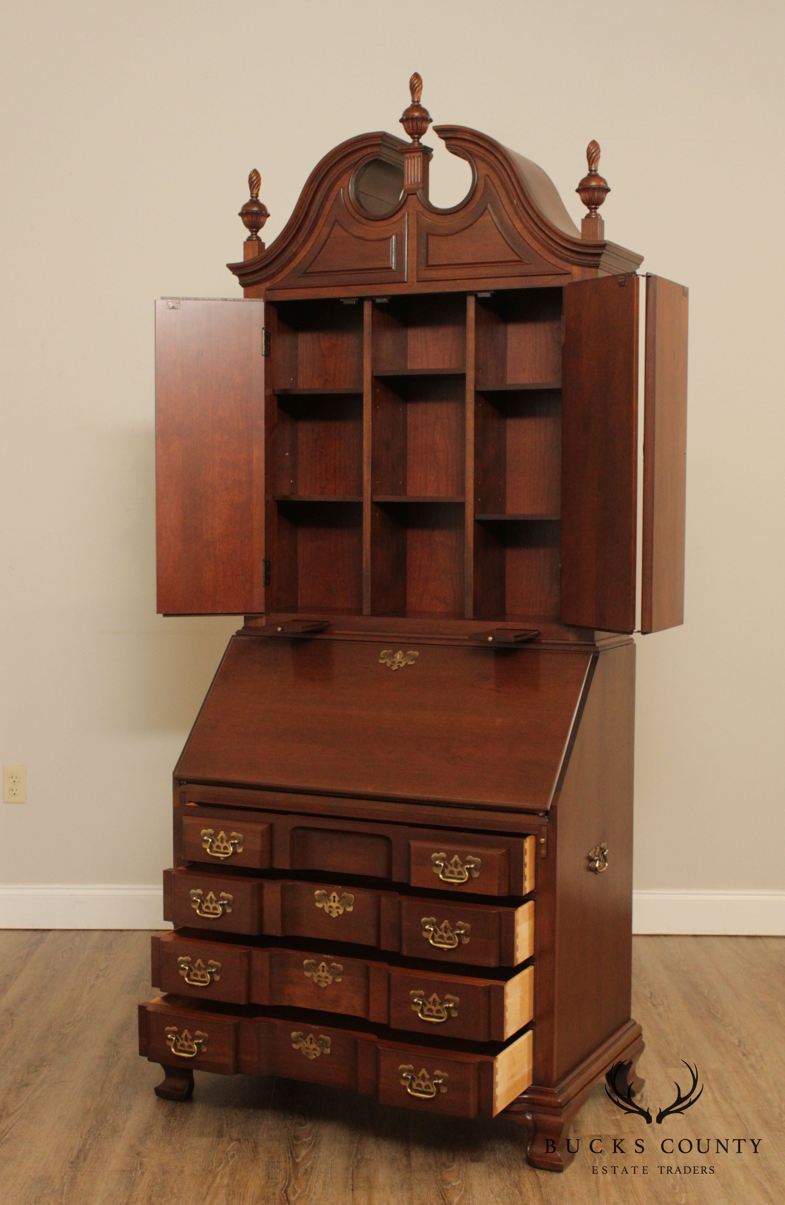 Maddox Chippendale Style Block Front Cherry Secretary Desk