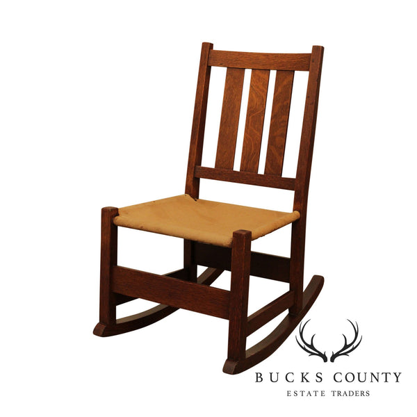 L J. G. Stickley Antique Mission Oak Nursing Rocker Bucks