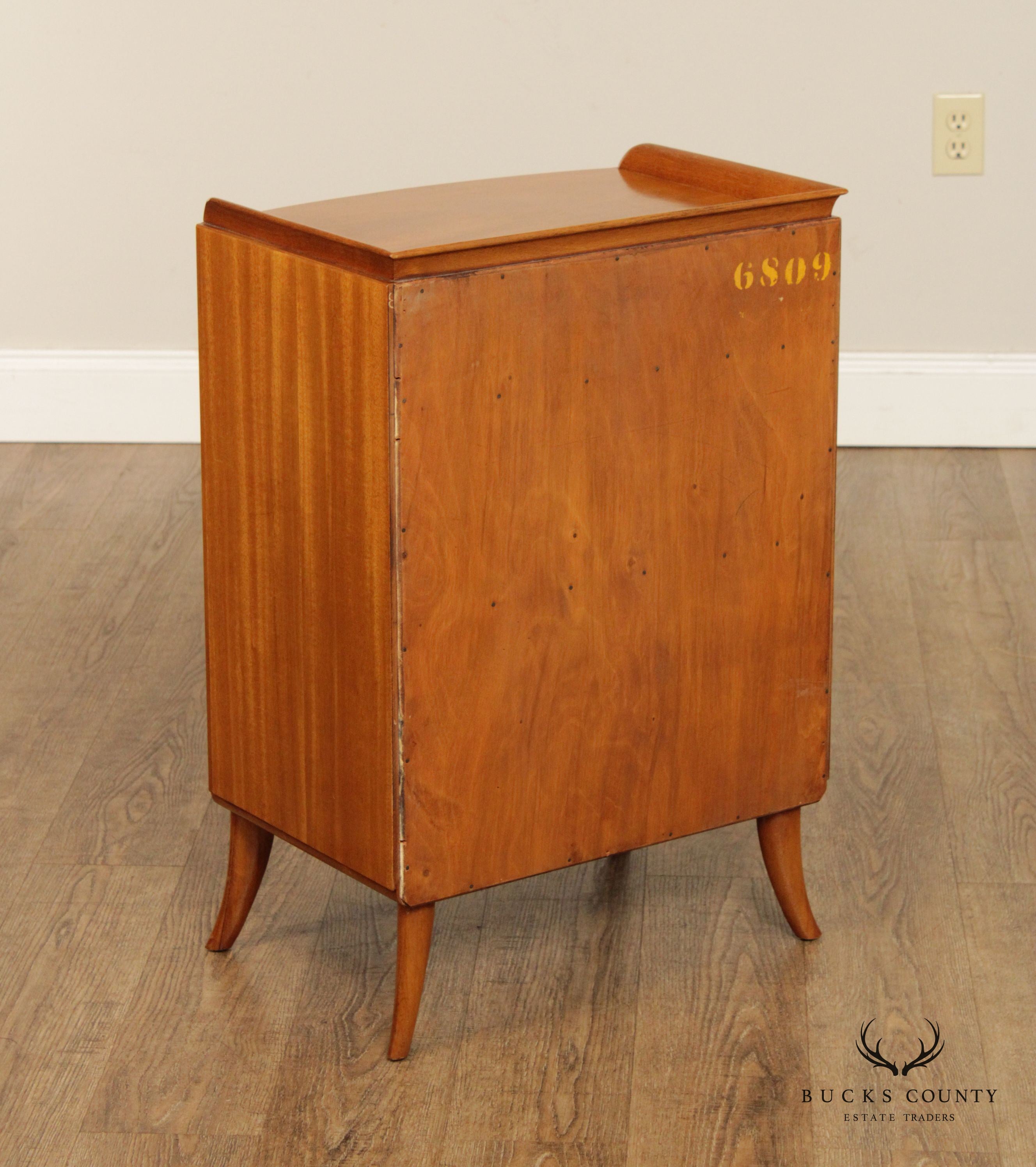 Mid Century Modern Parquetry Satinwood Nightstand Cabinet