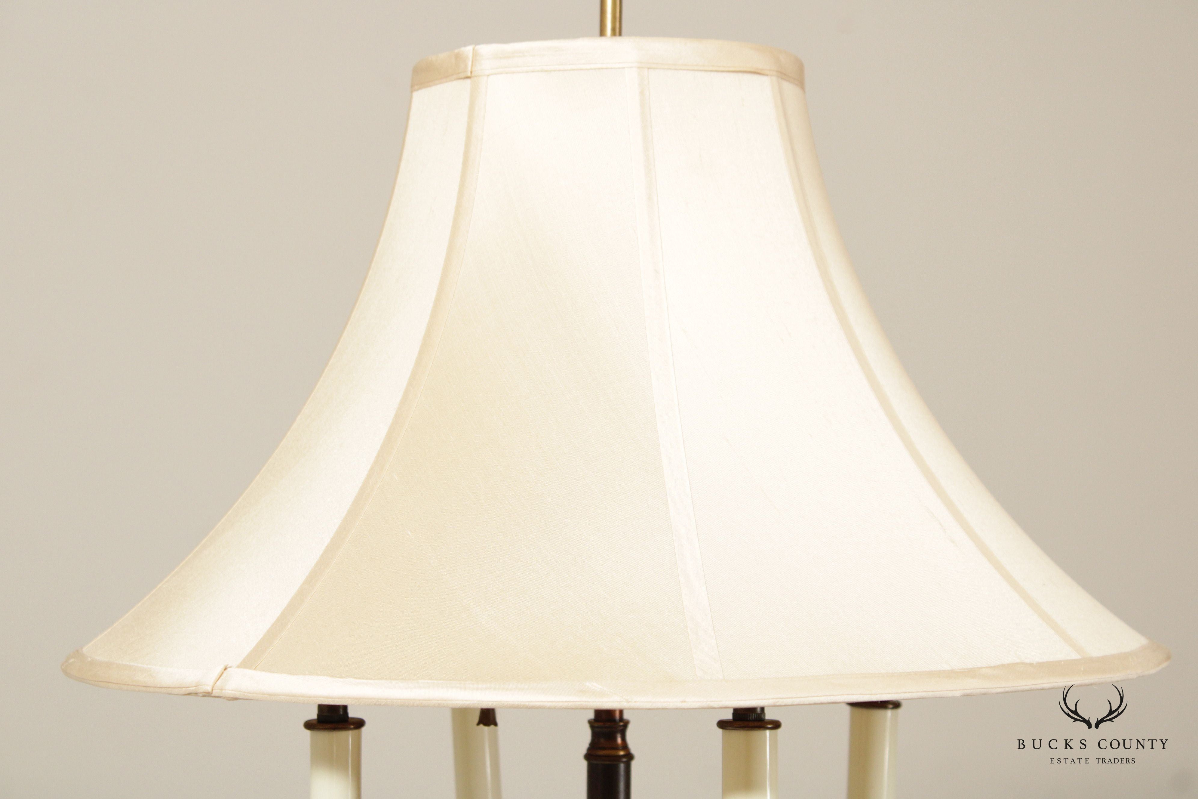 KNOB CREEK PAIR OF BRASS AND TURNED WOOD VINTAGE TABLE LAMPS