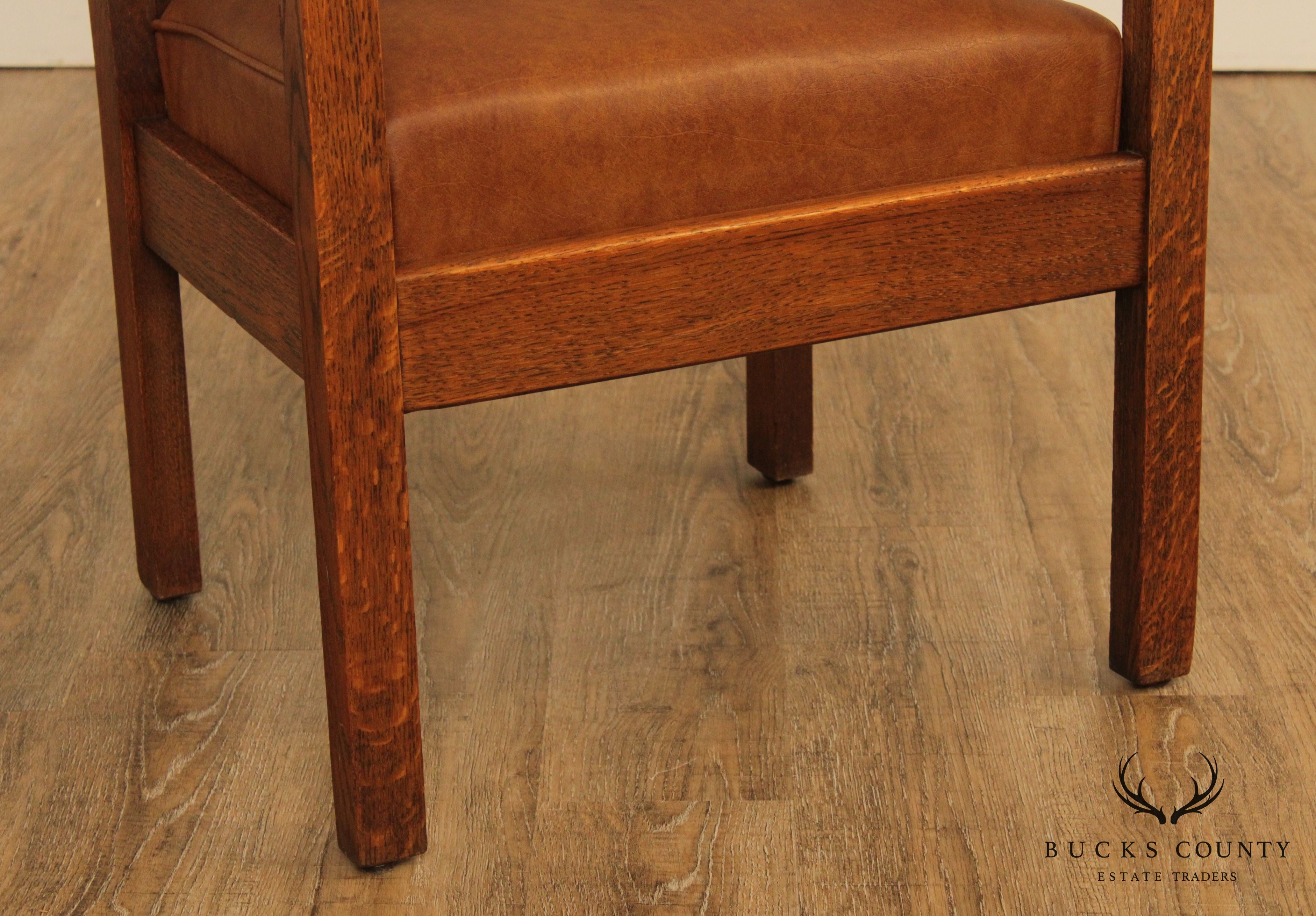 Antique Mission Oak Spindle Back Armchair