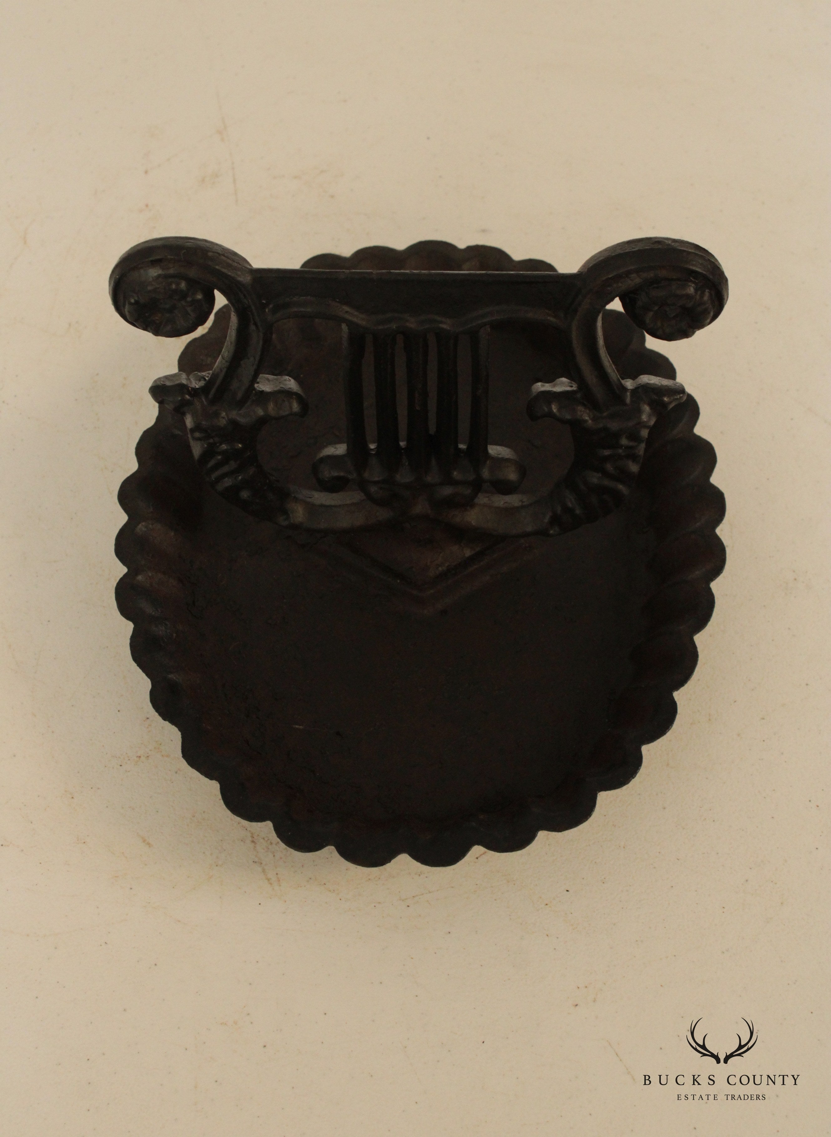 Antique Painted Cast Iron Lyre Form Boot Scraper
