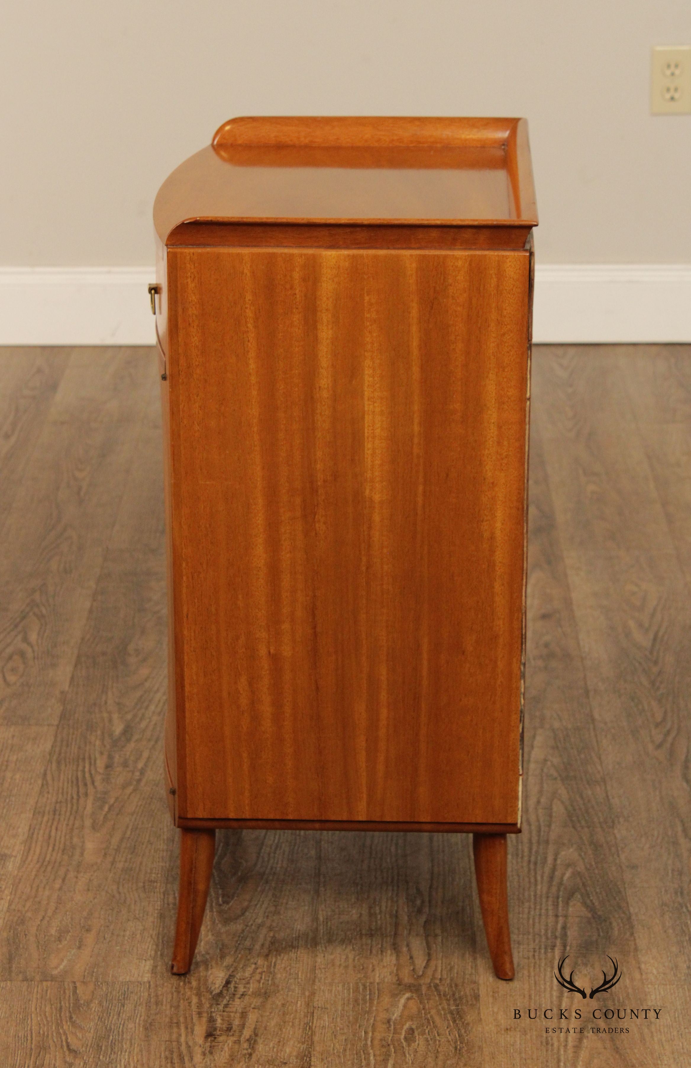 Mid Century Modern Parquetry Satinwood Nightstand Cabinet