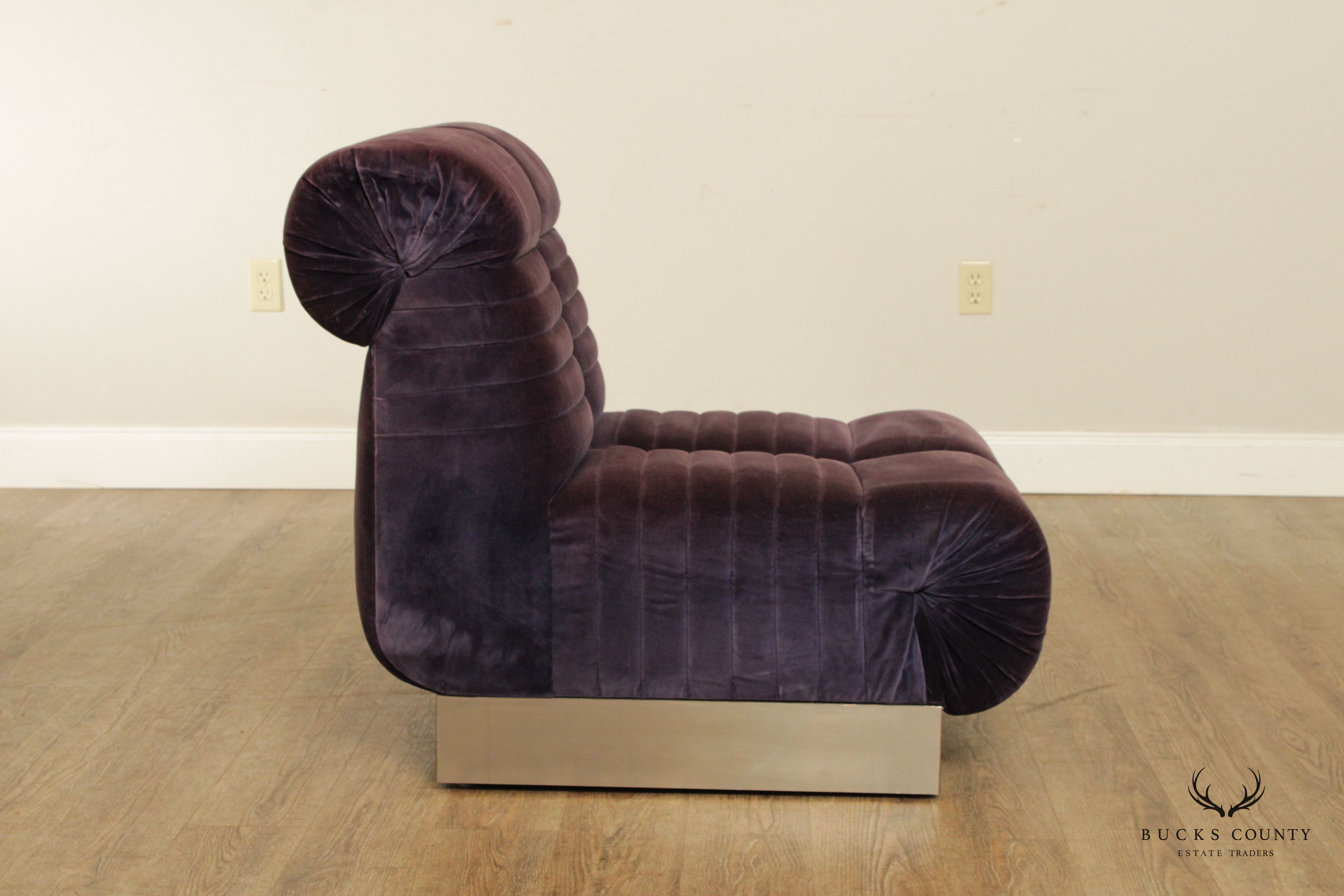 Edward Axel Roffman 1970s Modern Pair Slipper Lounge Chairs