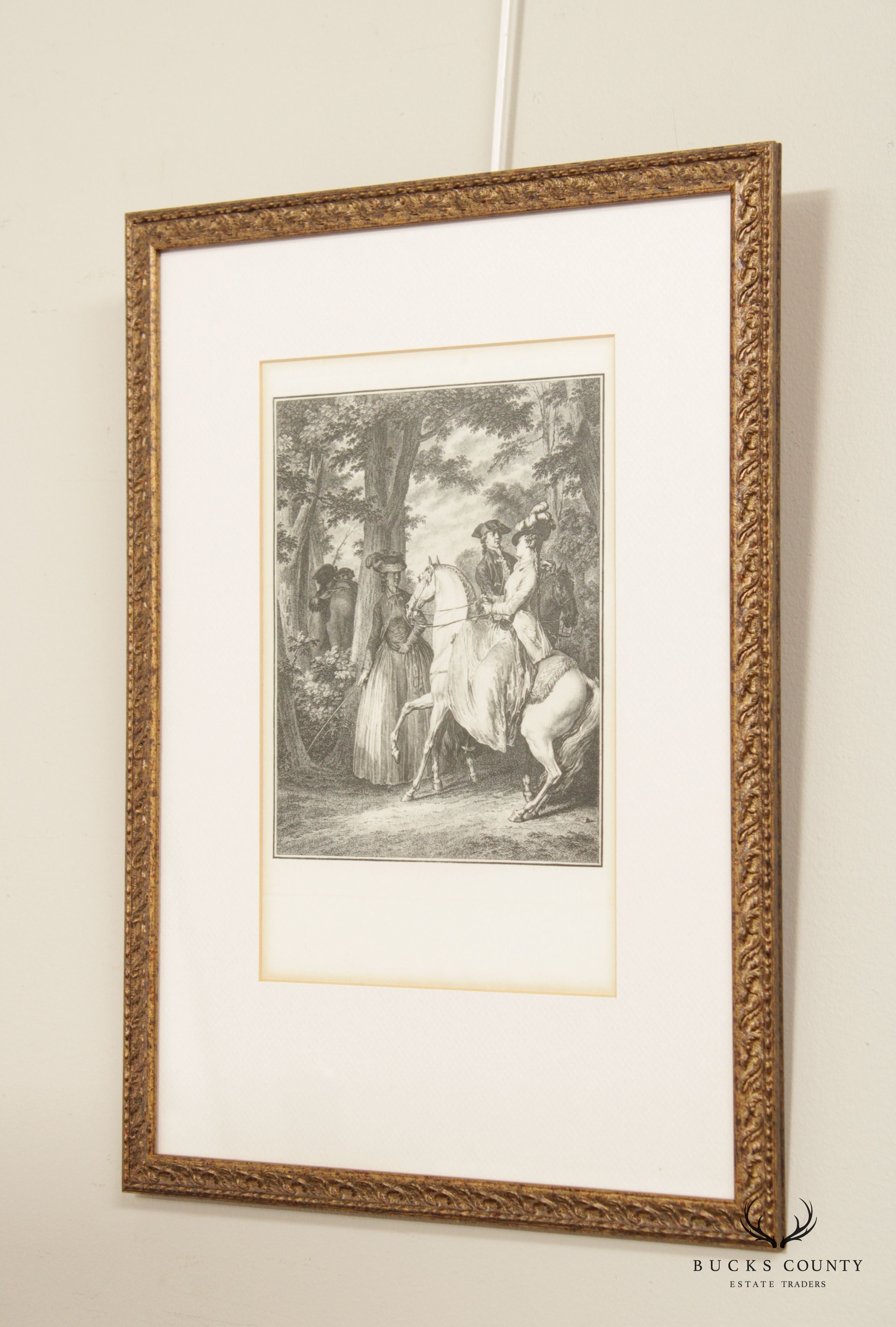 Antique Set 18th French Engravings After Baudouin, Moreau the Younger and Fragonard, Custom Framed