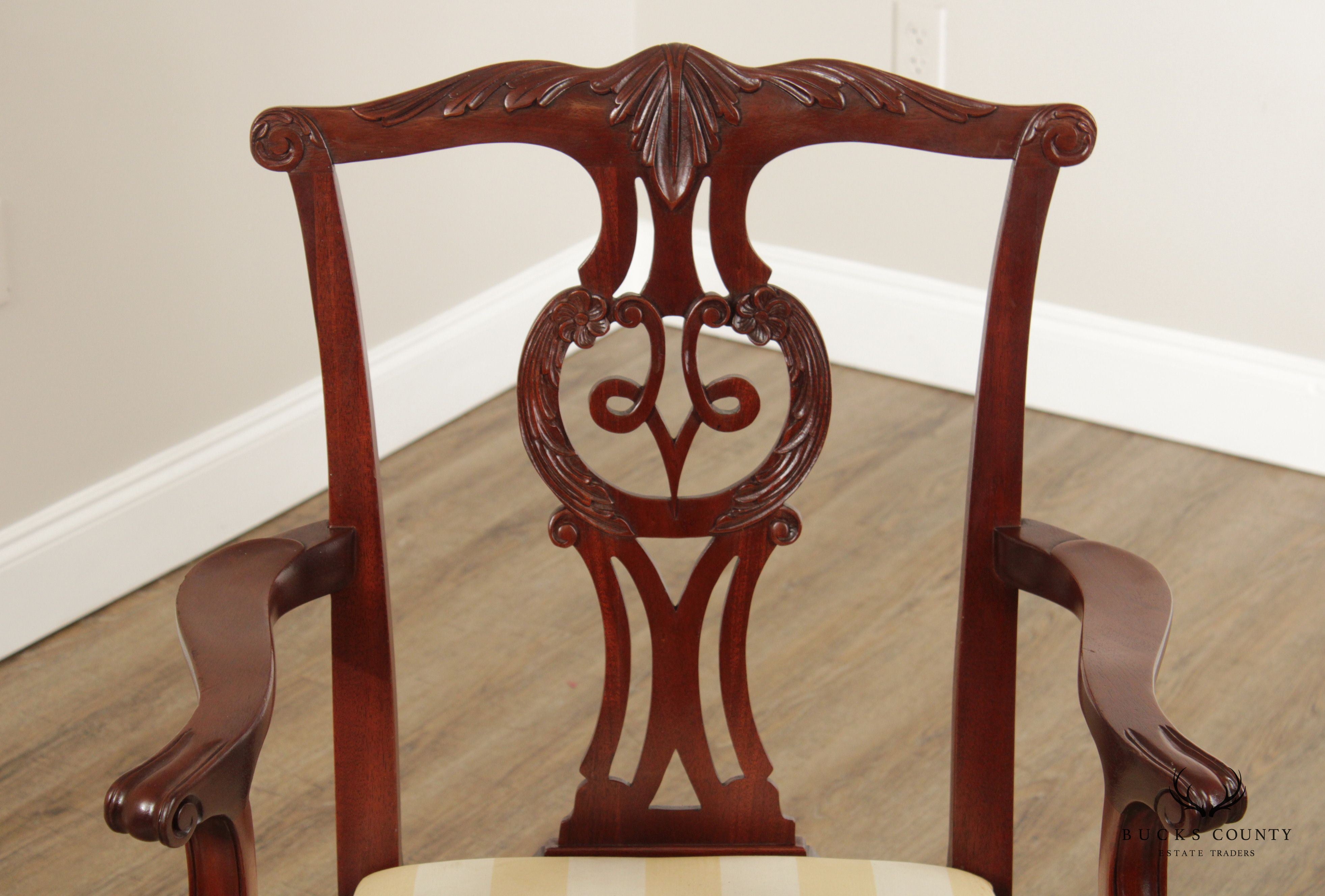 Baker Furniture Chippendale Style Carved Mahogany Armchair