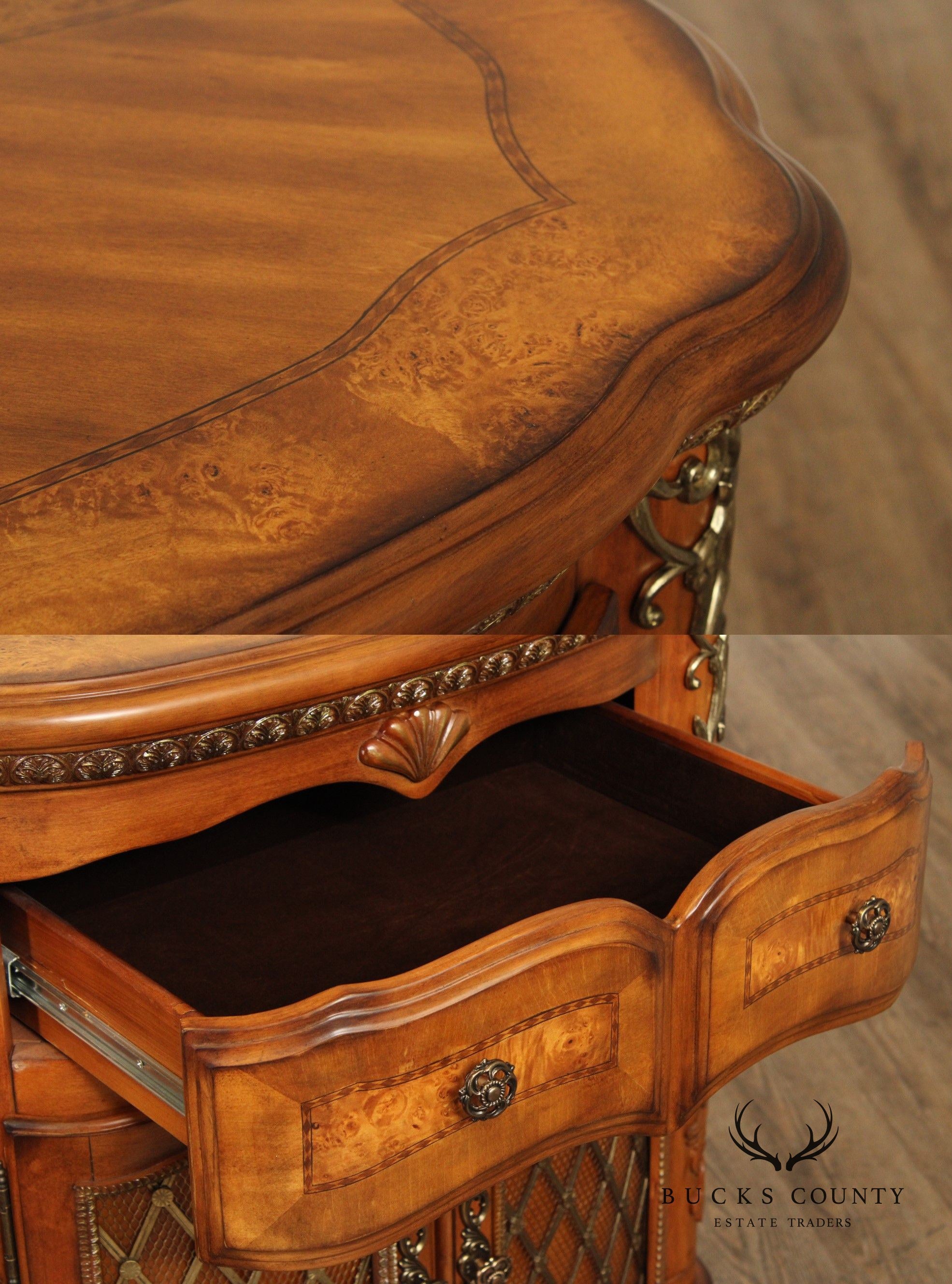 Michael Amini Venetian Collection Pair of Walnut Nightstands