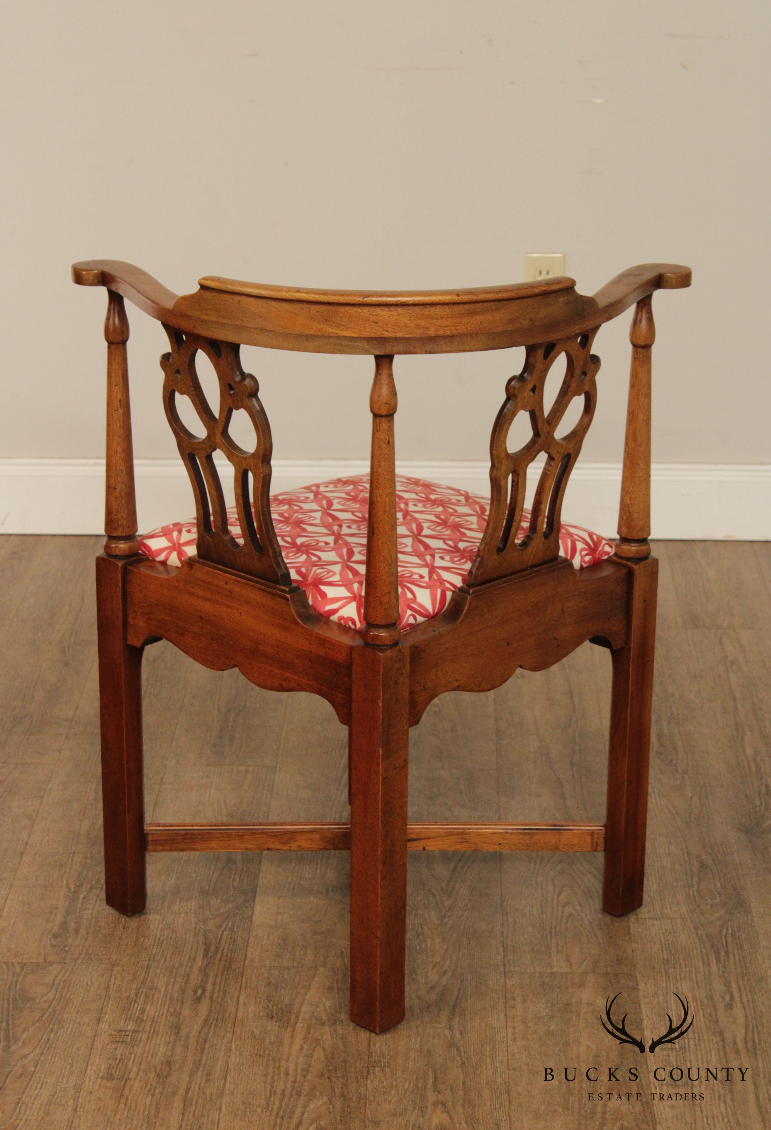 Chippendale Style Vintage Mahogany Corner Chair