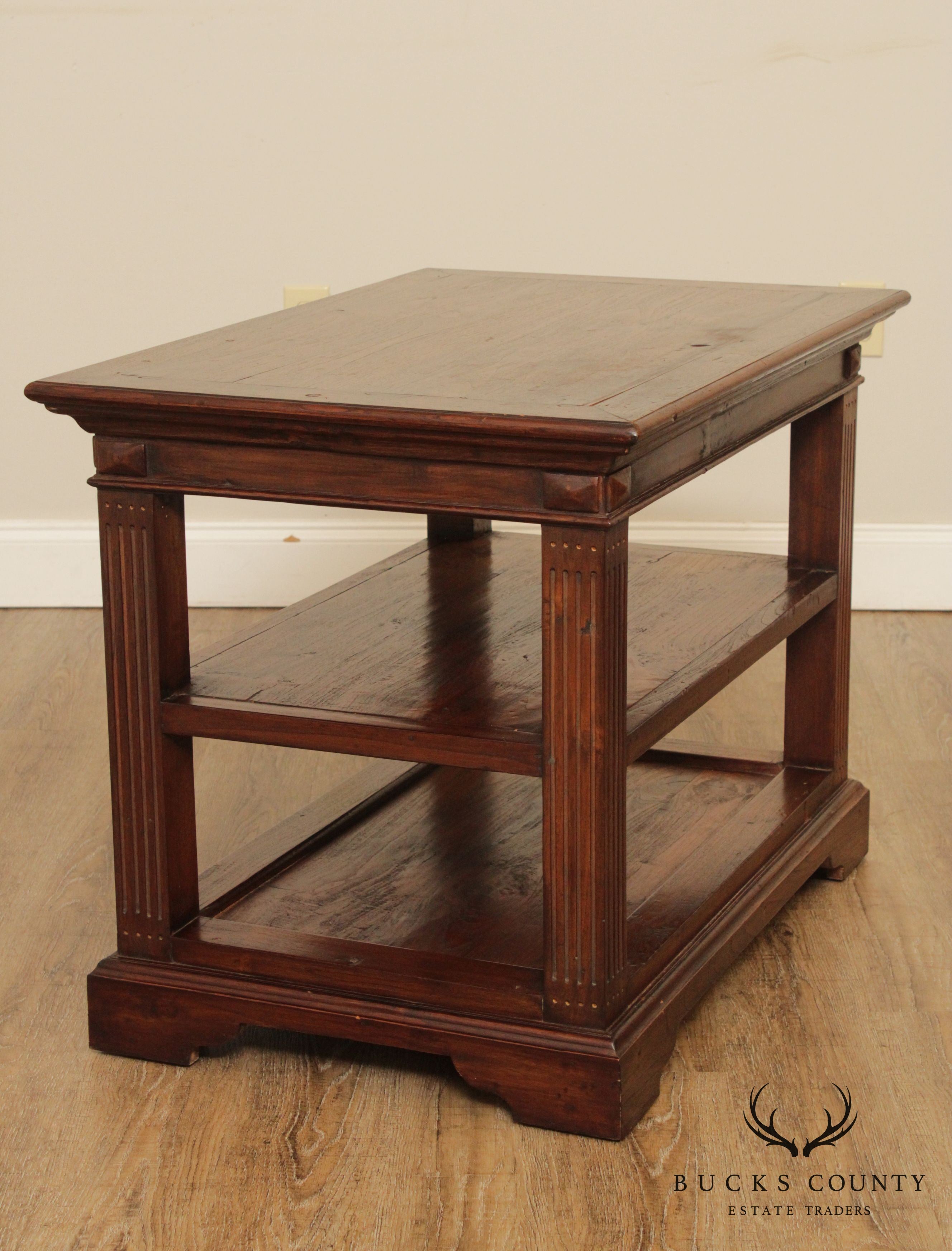 Rustic Hardwood 3 Tier Side Table