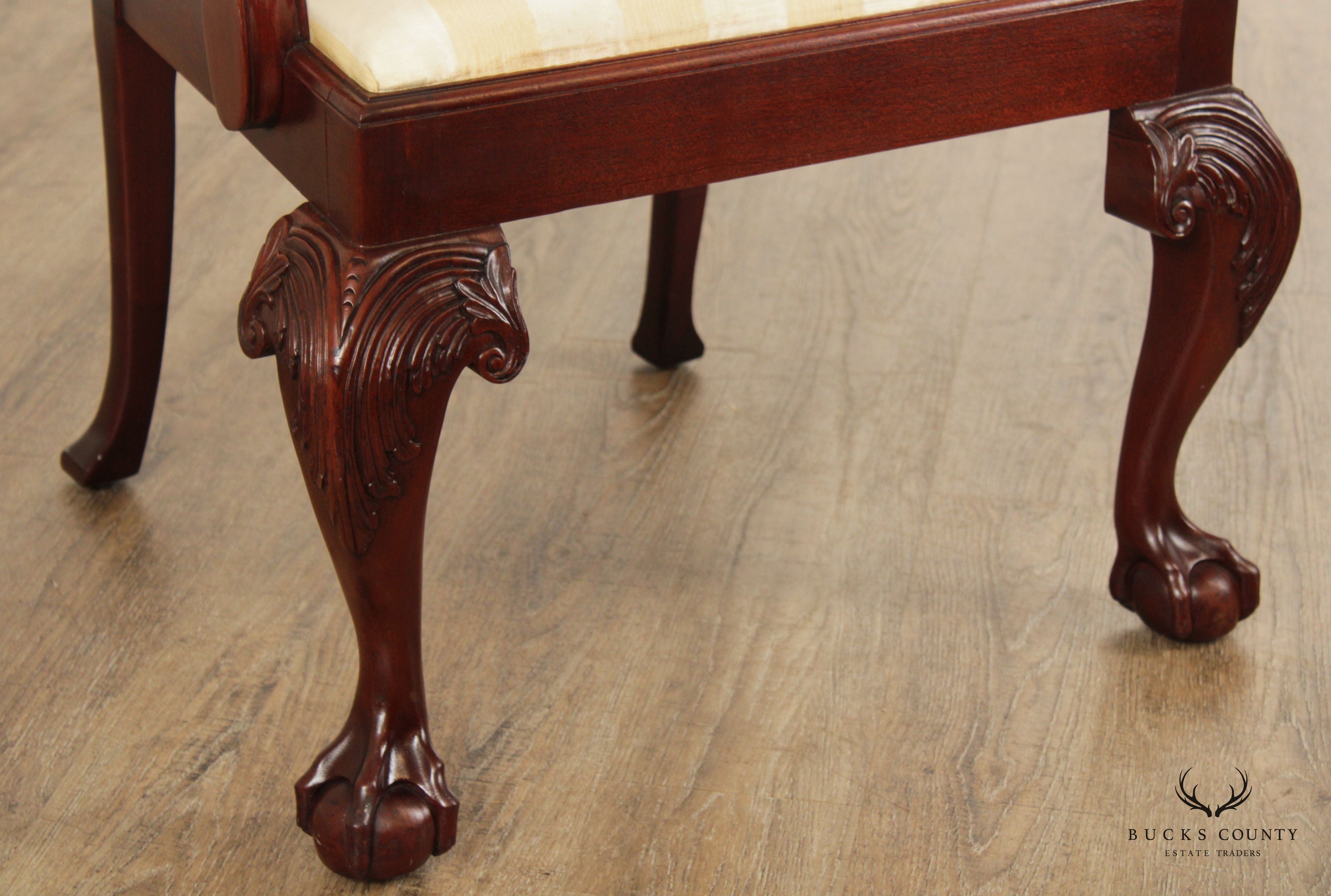Baker Furniture Chippendale Style Carved Mahogany Armchair