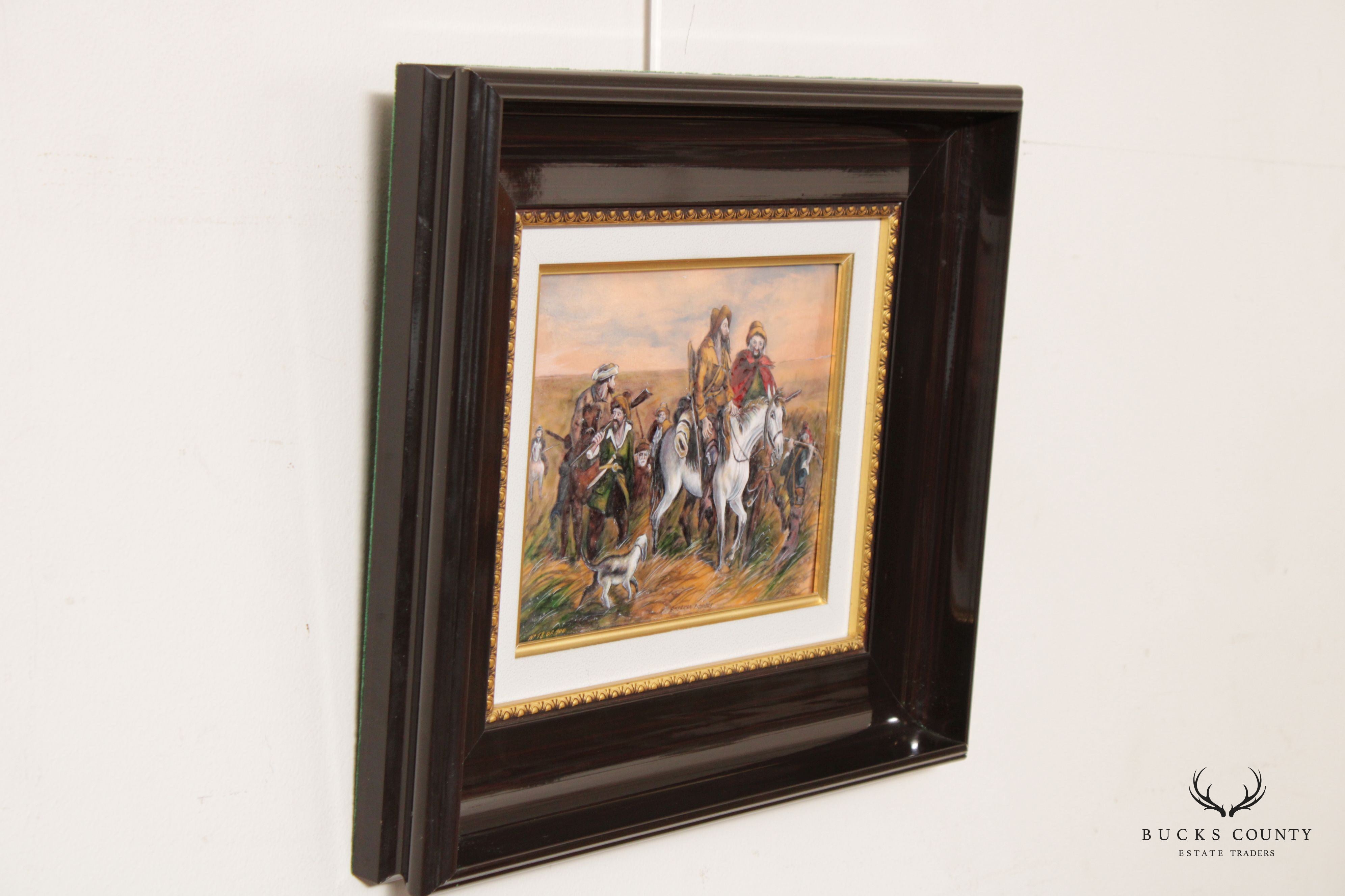 Pierre Bonnet 'American Pioneer' Limoges France Enamel Wall Plaque