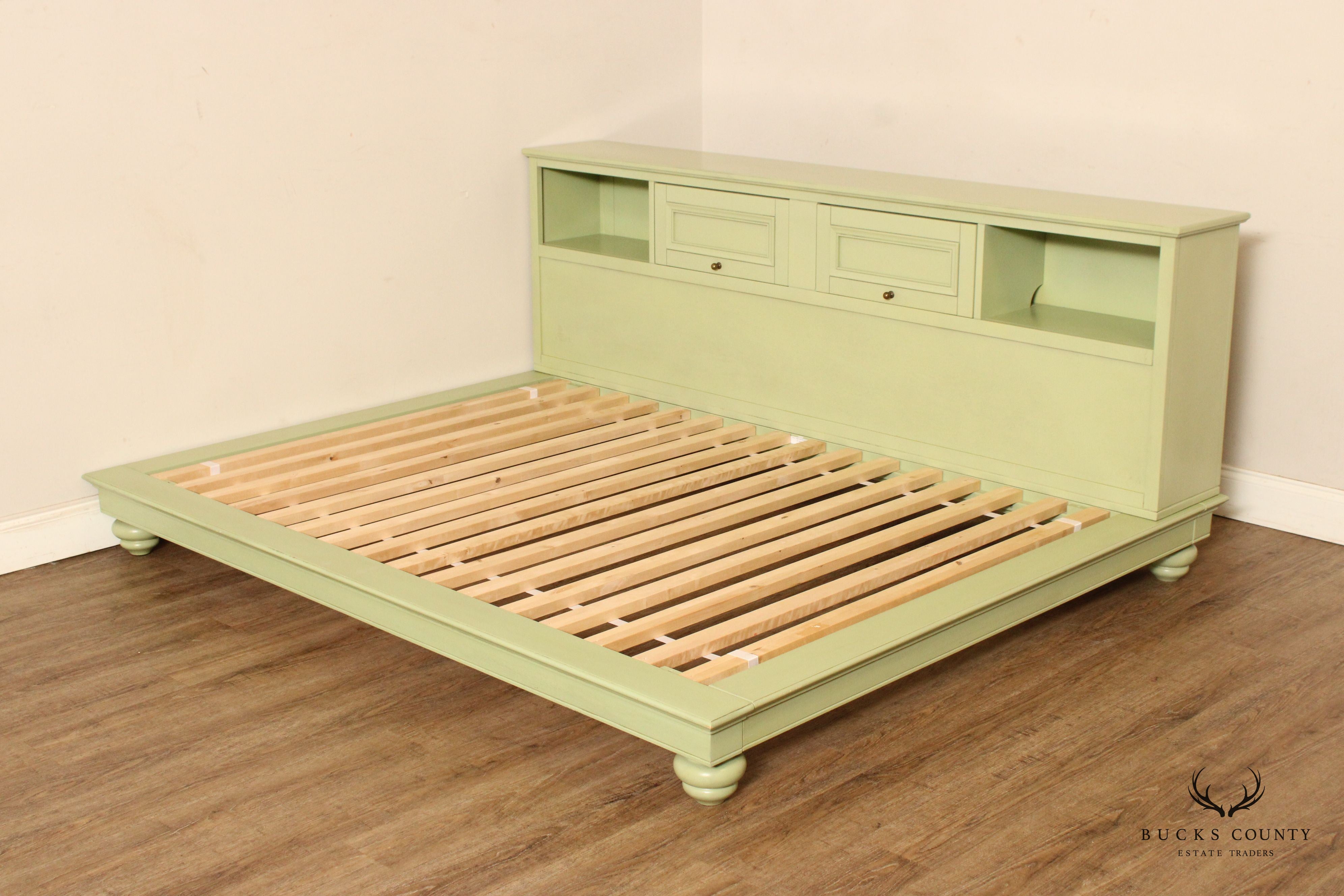 Pottery Barn Teen Green Painted King Size Platform Bed