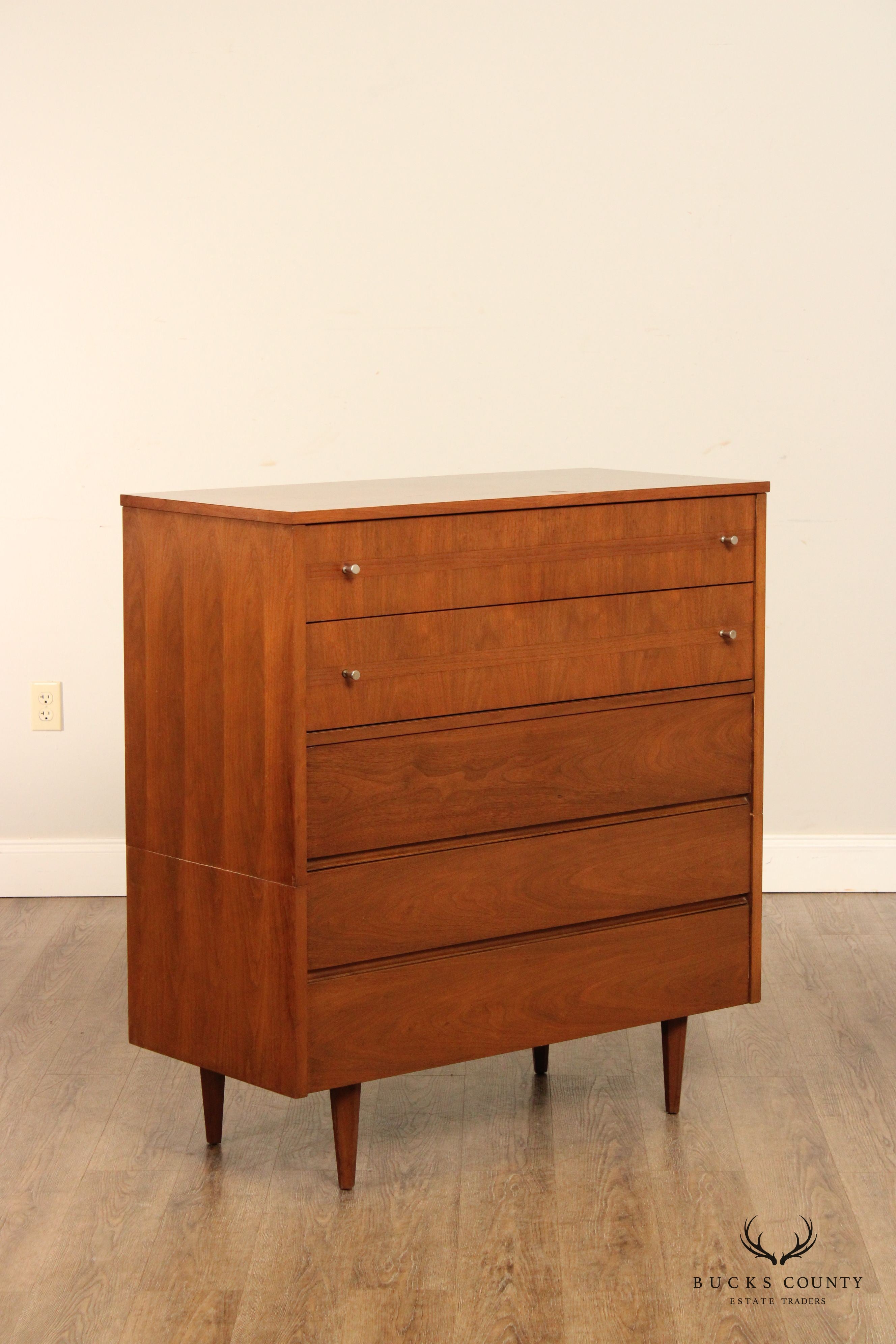 Mid Century Modern Walnut Highboy Chest of Drawers