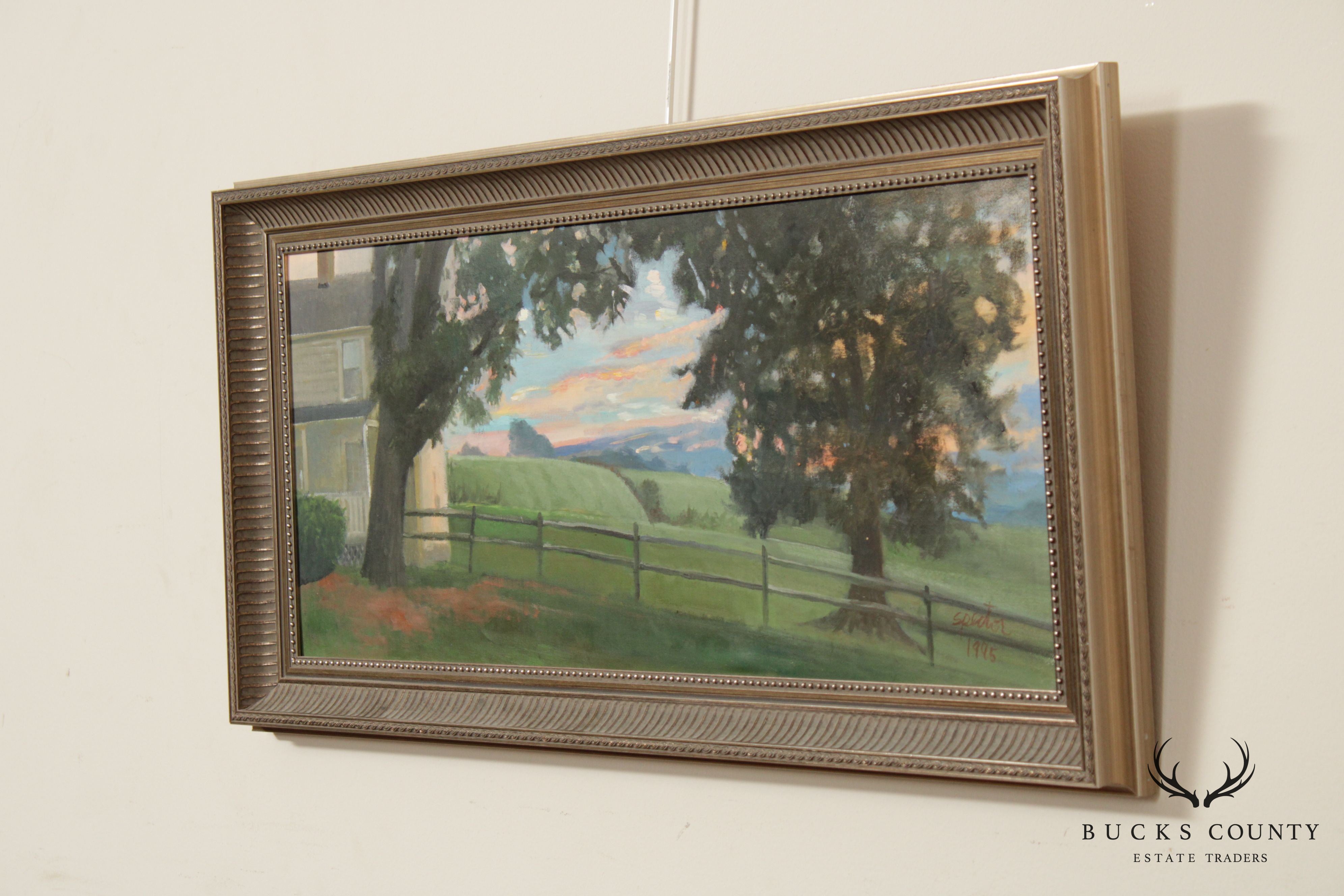 Dori Spector 'Farm House Landscape' Original Oil Painting