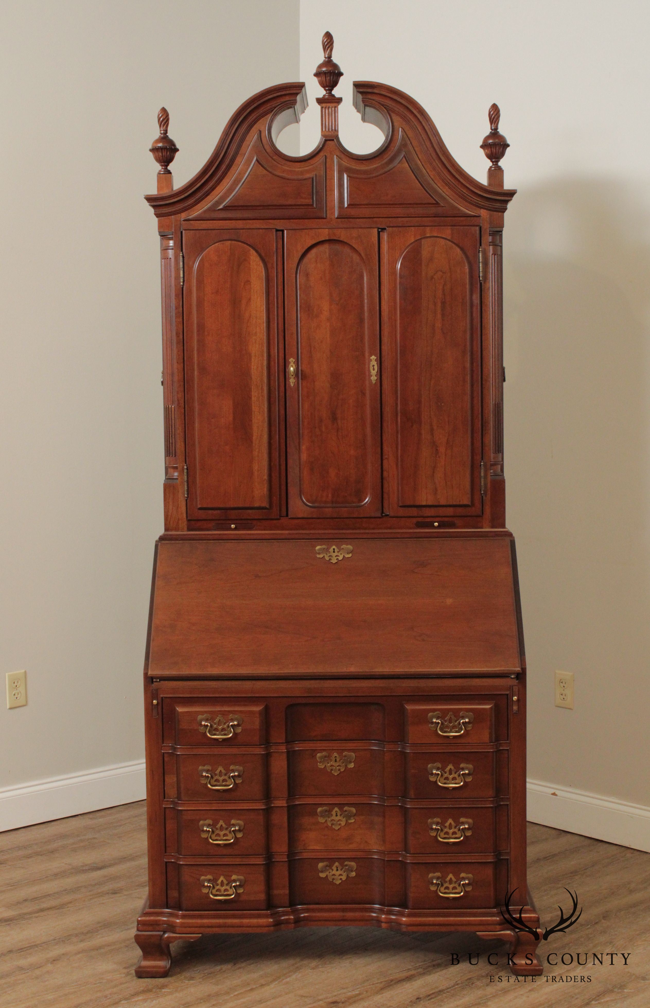 Maddox Chippendale Style Block Front Cherry Secretary Desk