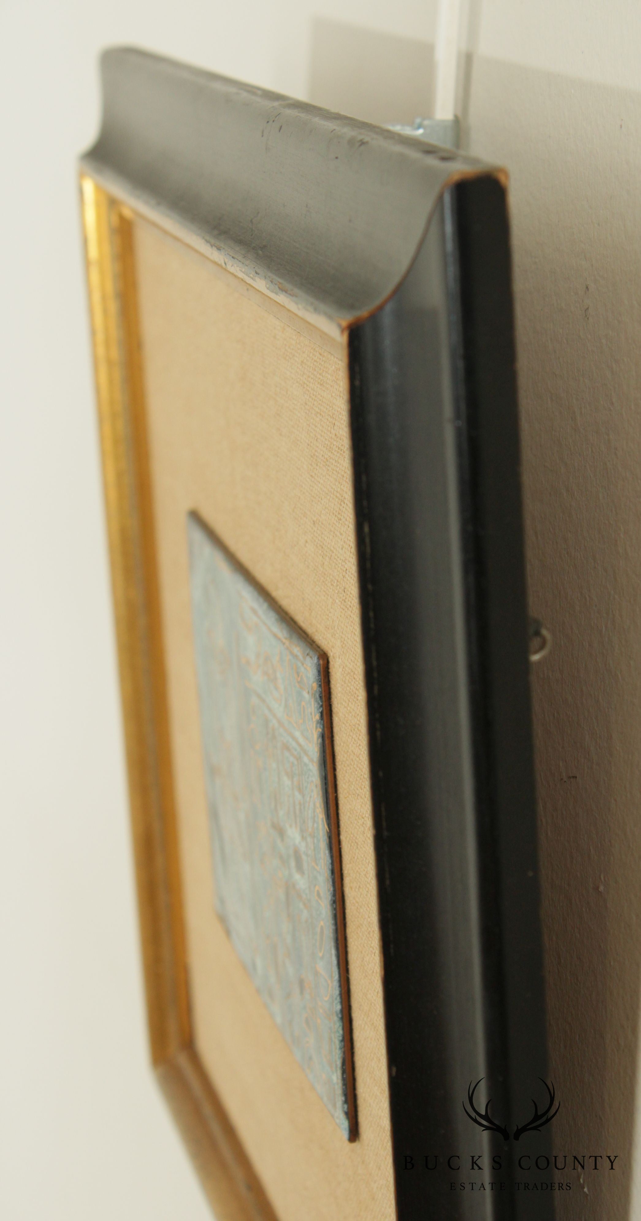 Evelyn Wentz "Ancient Tablet" Framed Enamel Copper Mid Century Modern Egyptian Painting