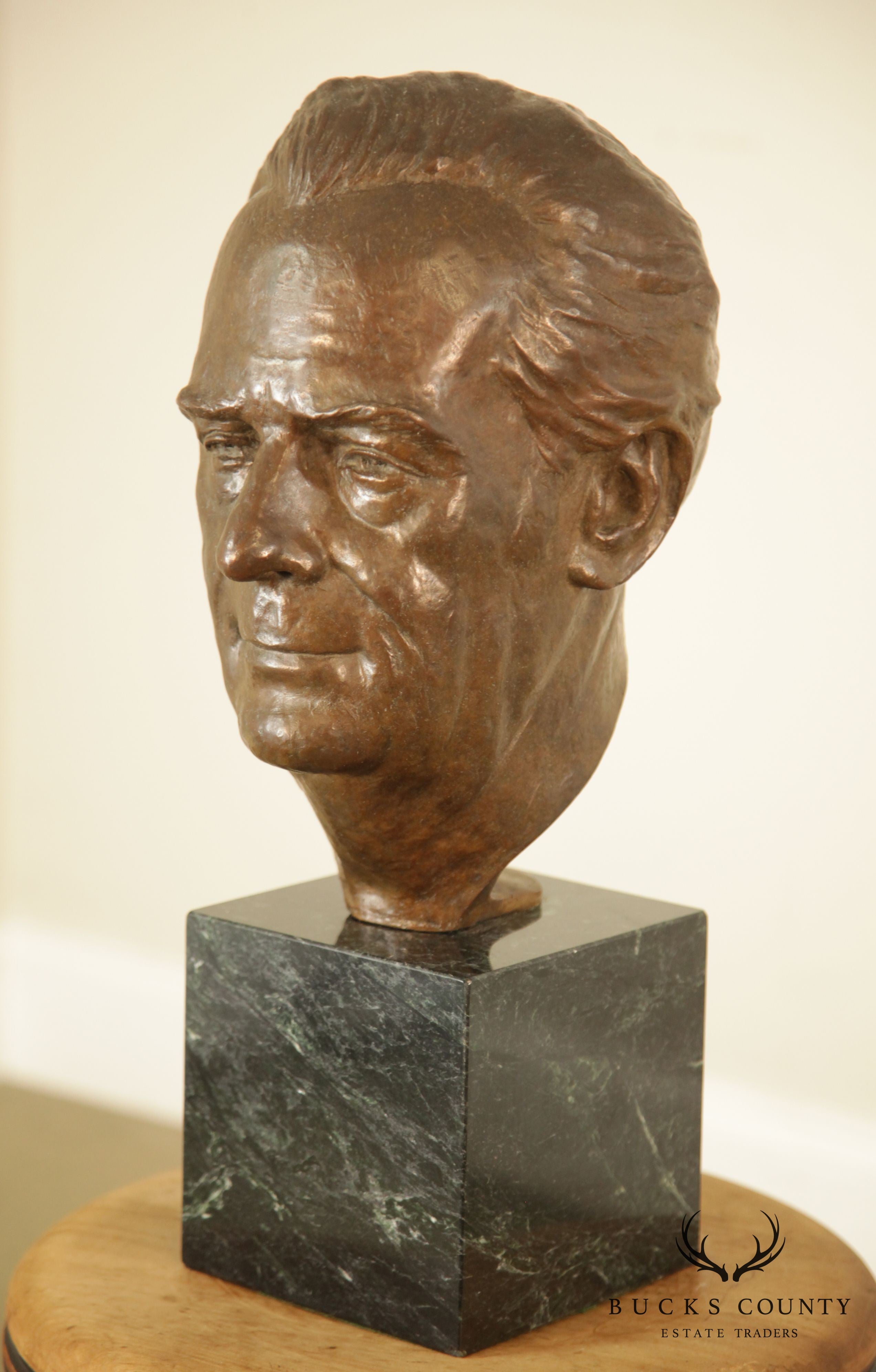Lawrence Ludtke 1980s Bronze Male Bust Portrait