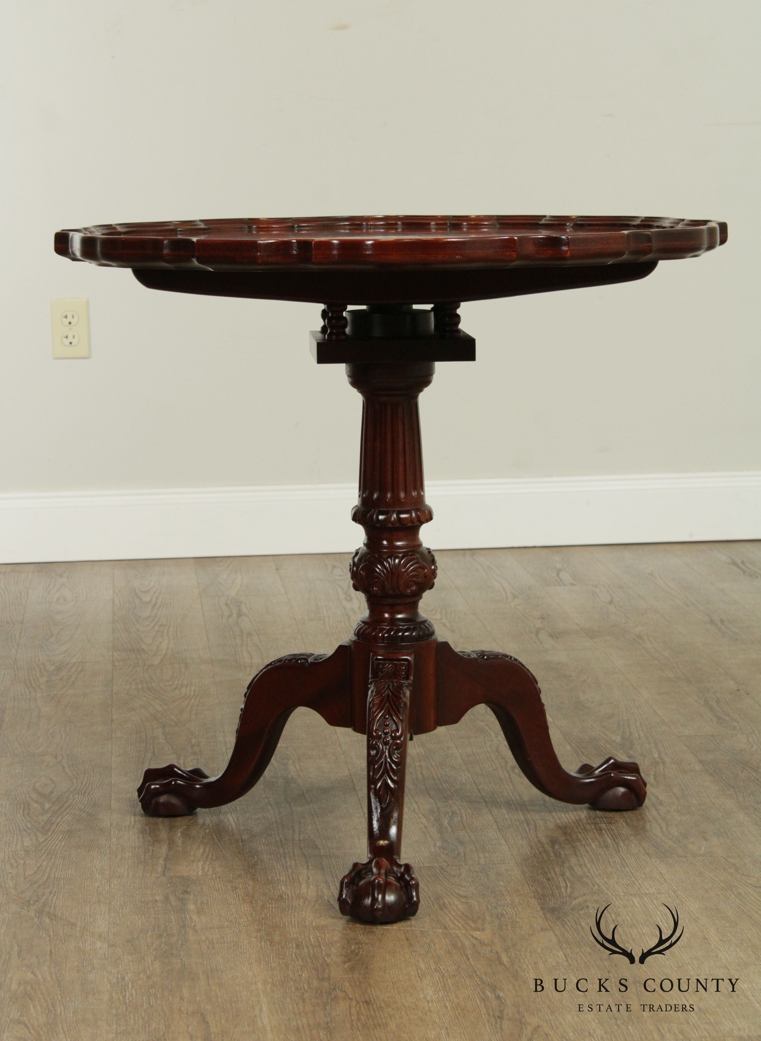 Chippendale Style Carved Mahogany Piecrust Tilt Top Tea Table