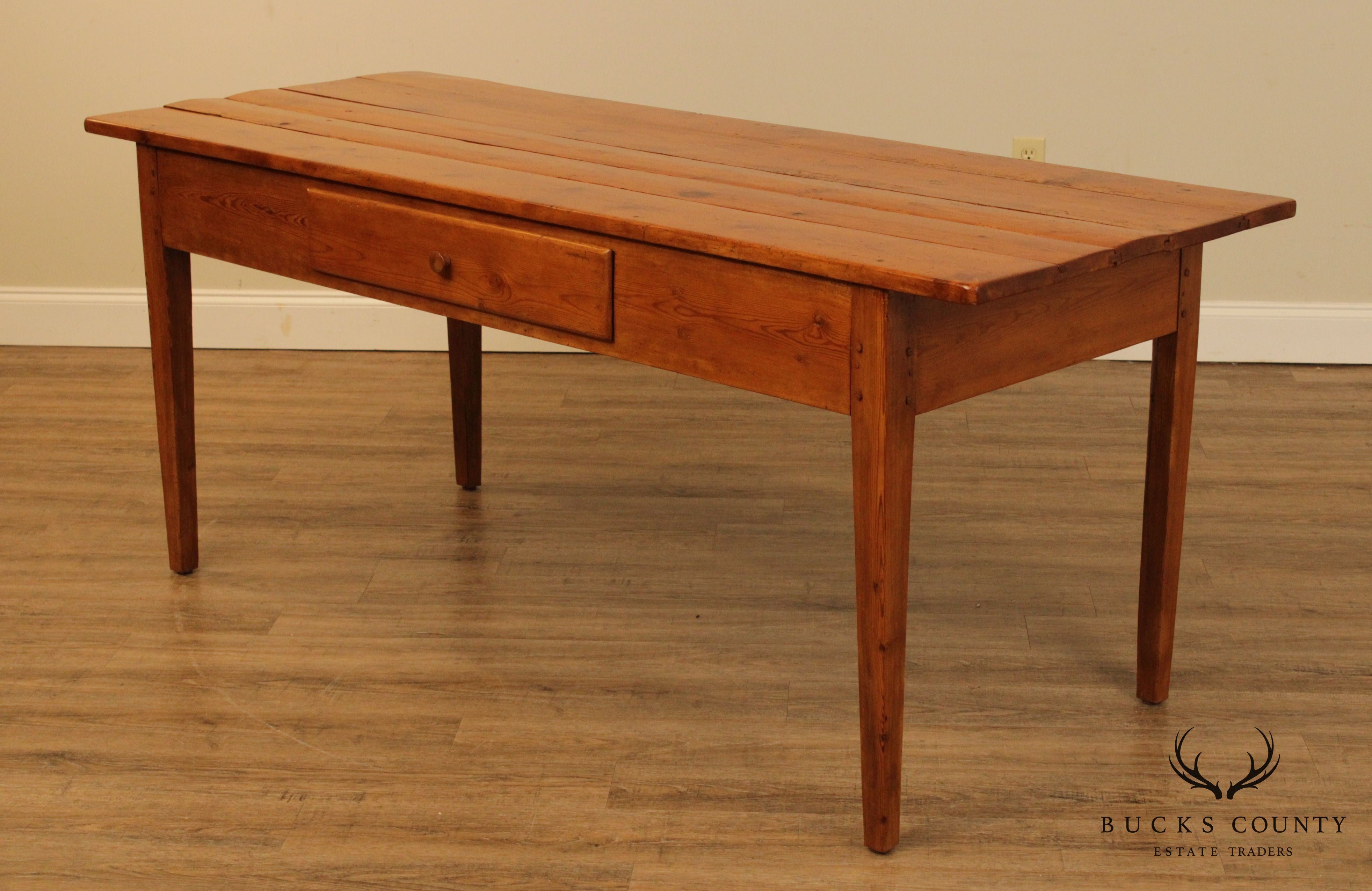 Antique 19th Century French Pine Farmhouse Table