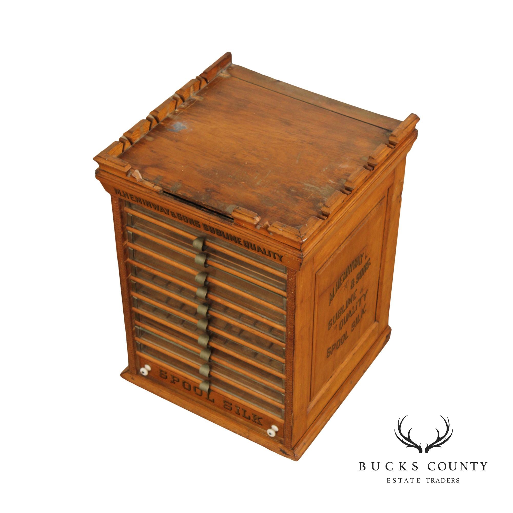 M. Heminway & Sons Antique Spool Cabinet