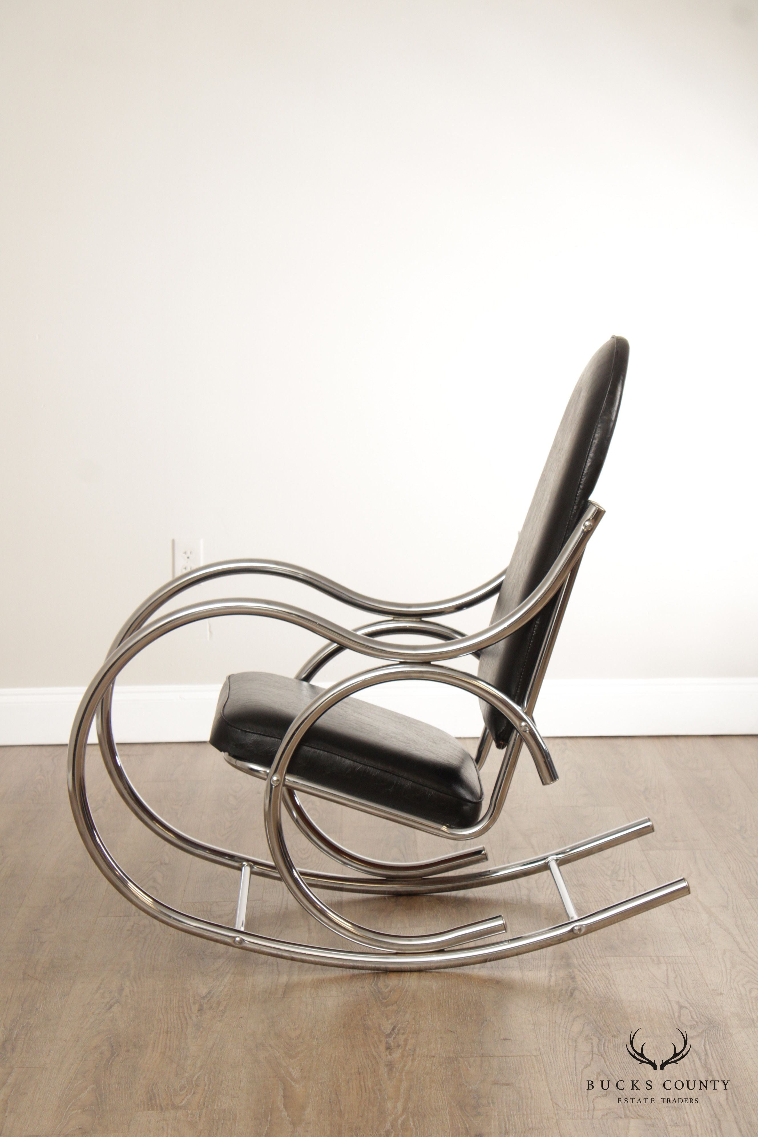 Milo Baughman Mid Century Modern Chrome Frame Rocker