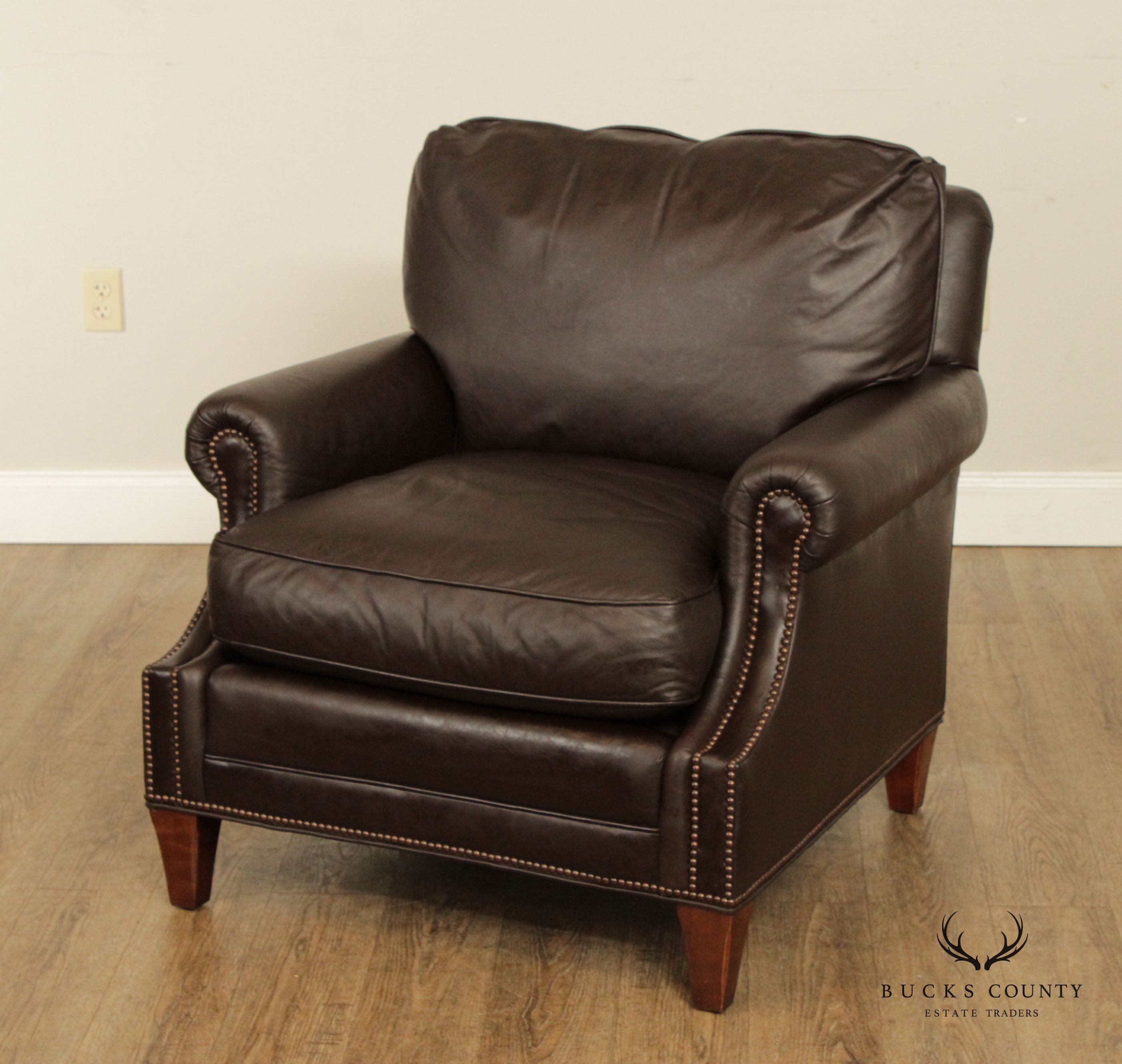 Baker Furniture Pair of Leather Lounge Chairs (C)