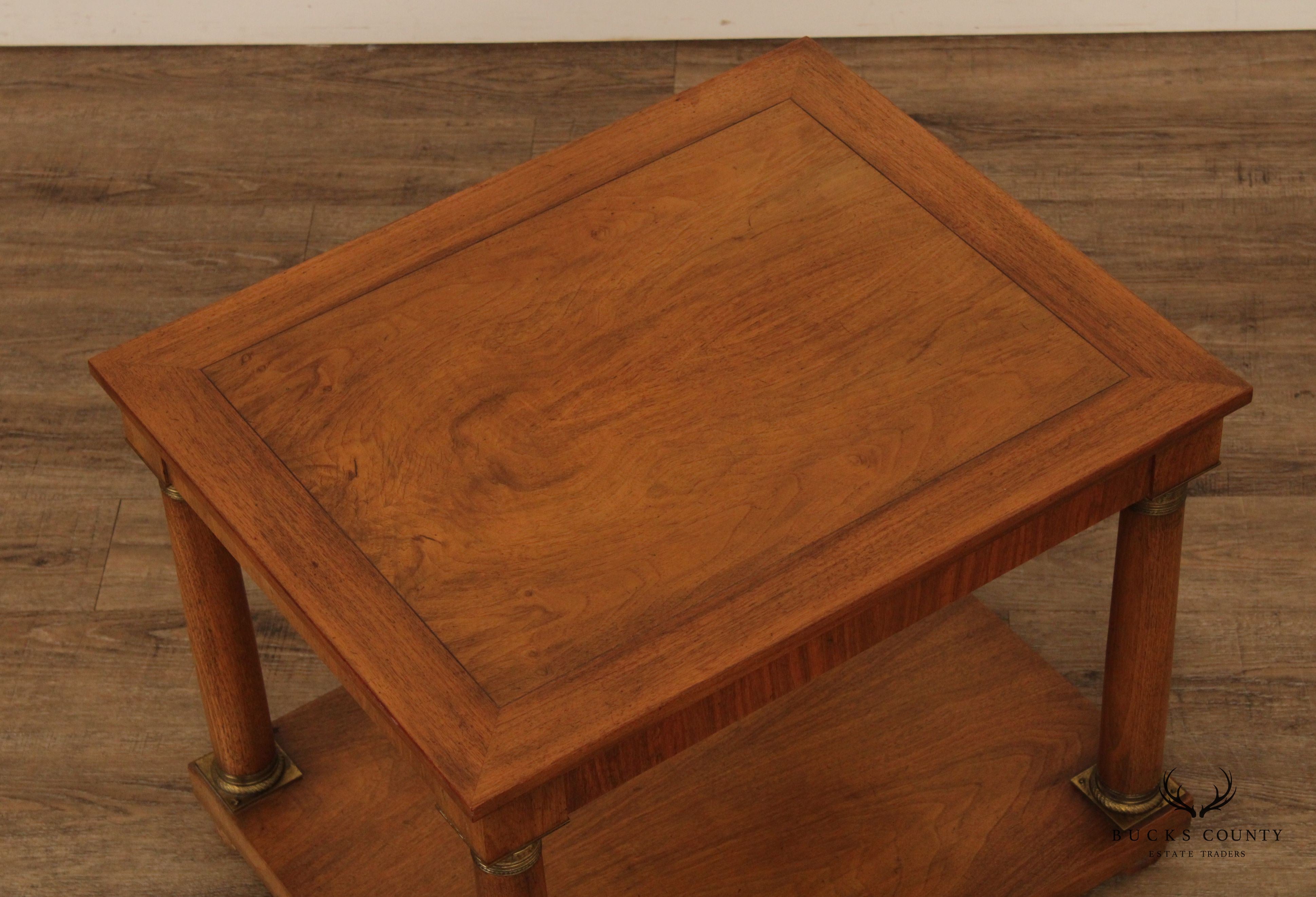 Empire Style Two-Tier Walnut Side Table