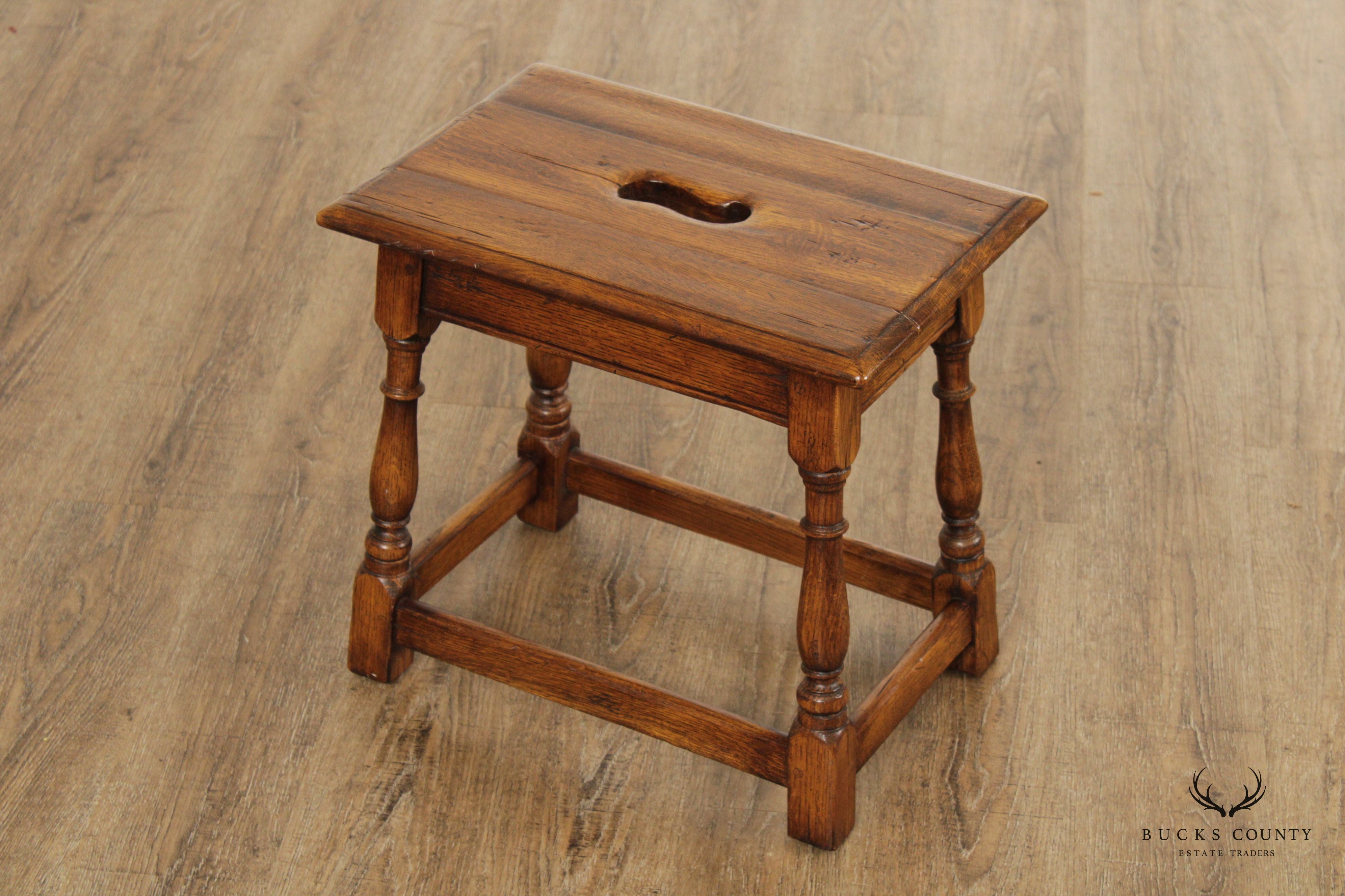 Stickley 'Antiquities' William & Mary Style Oak Stool