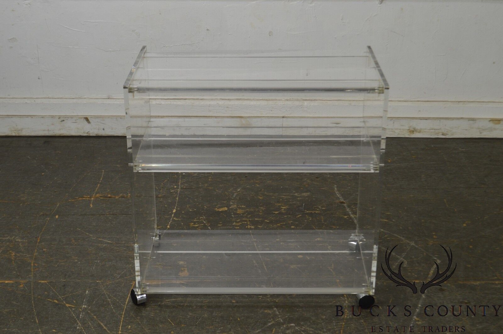 Mid Century Modern Lucite 3 Tier Serving Cart
