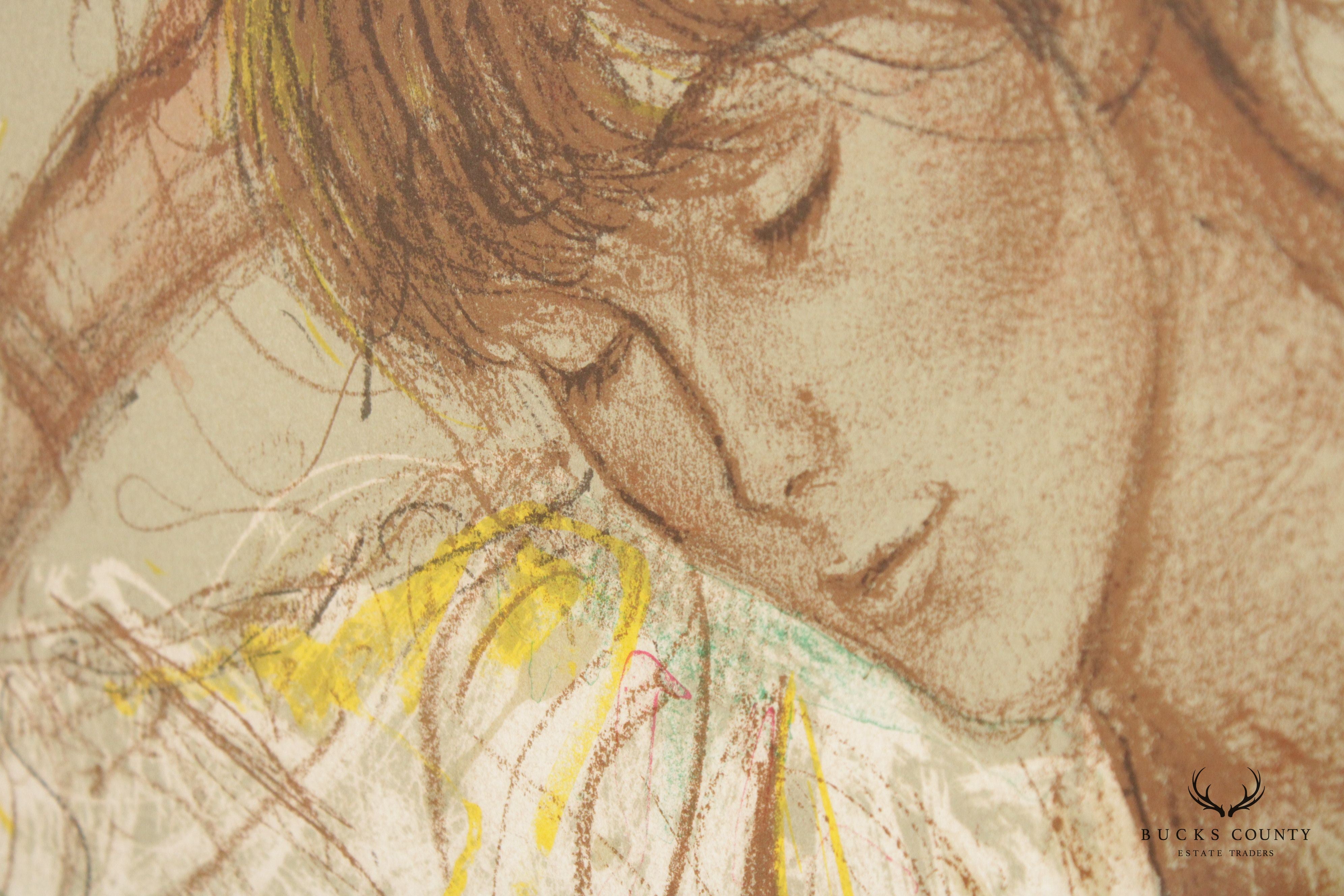 Jacques Pecnard 'Claudine' Lithograph, Custom Framed