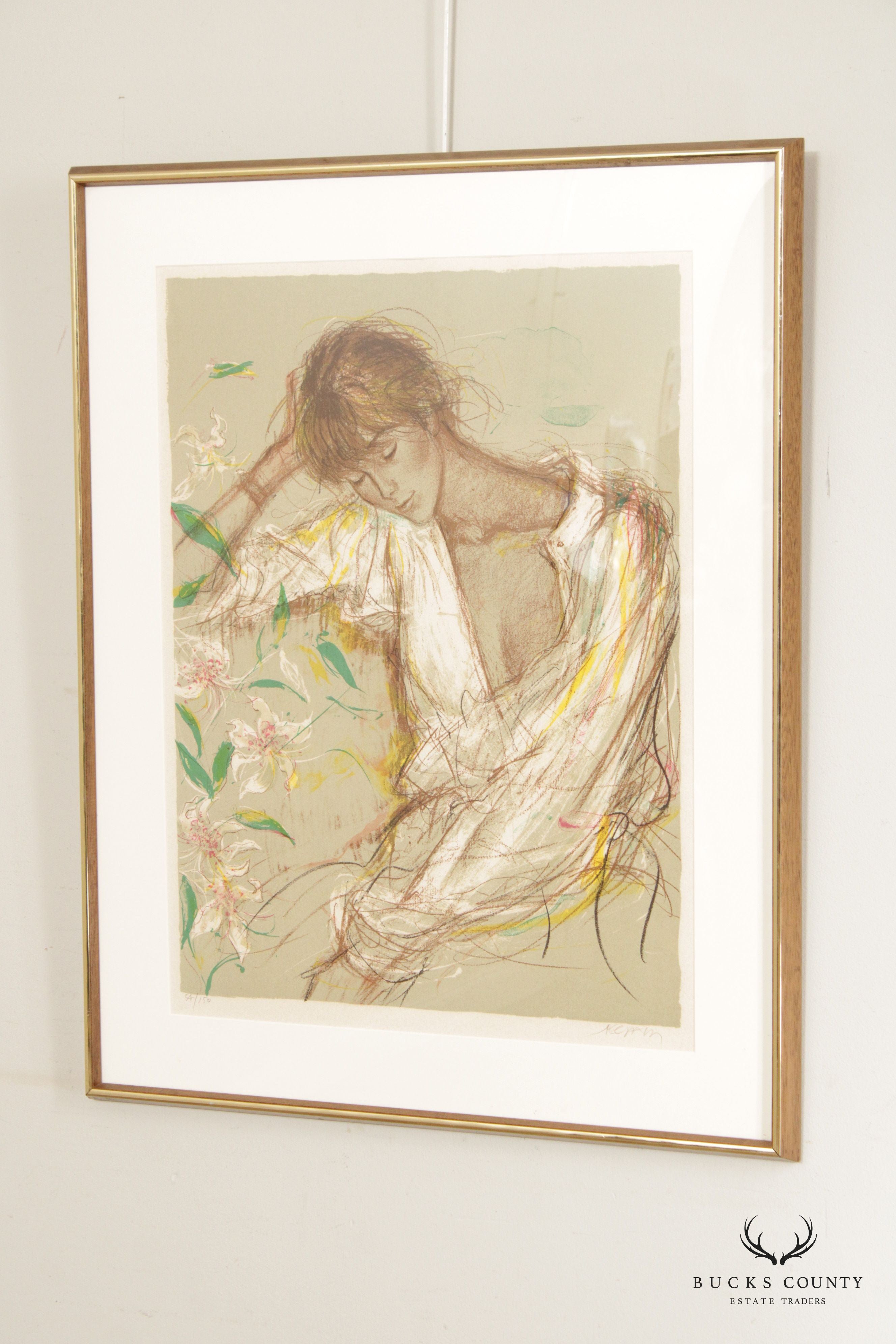 Jacques Pecnard 'Claudine' Lithograph, Custom Framed