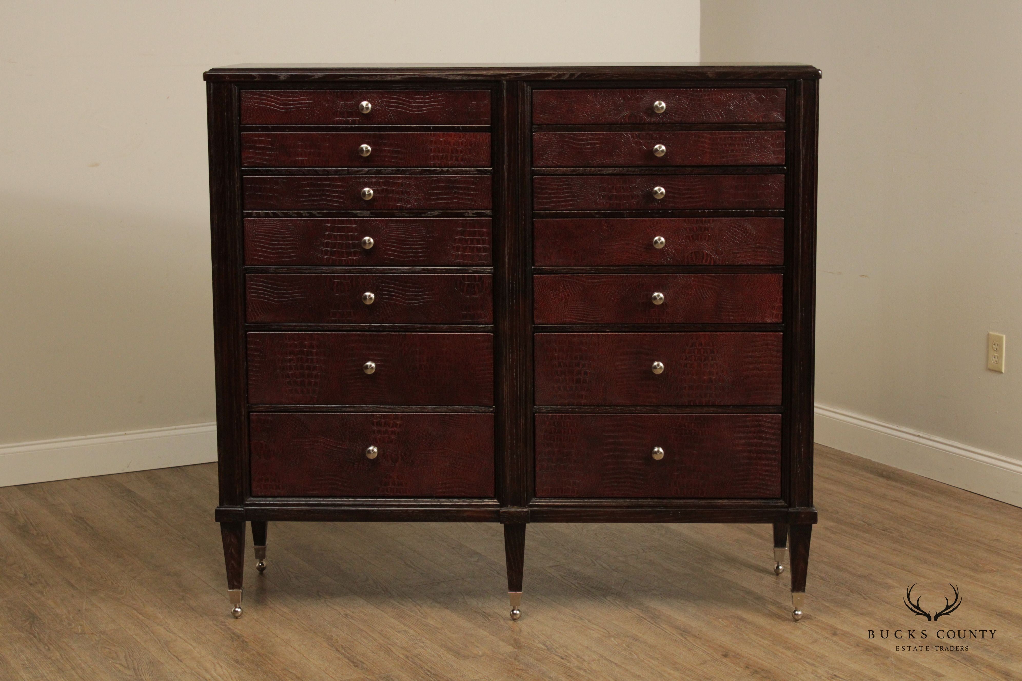 Drexel Heritage Contemporary Style Faux Alligator Haberdashery Chest