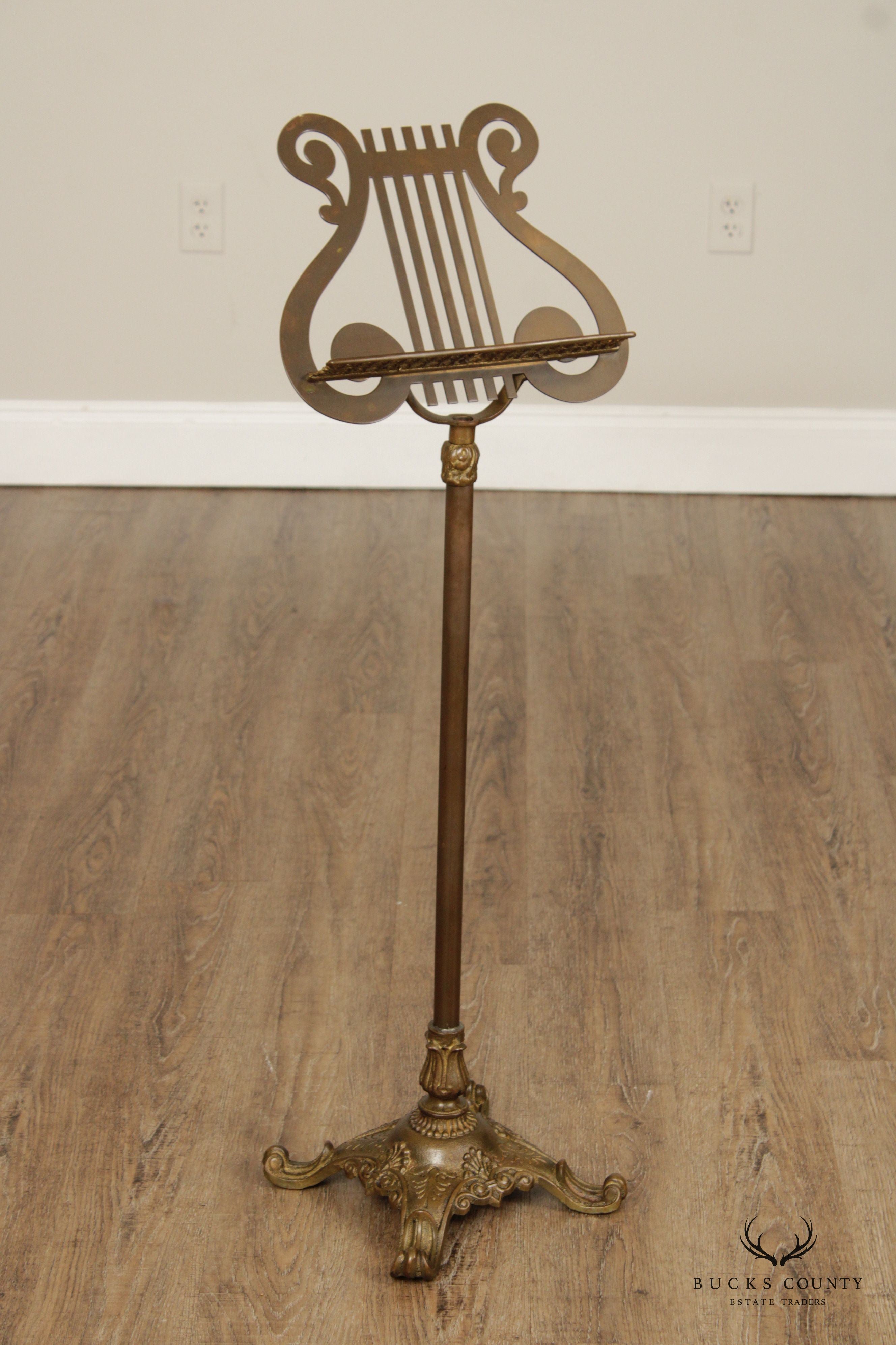 VINTAGE BRASS LYRE MUSIC STAND