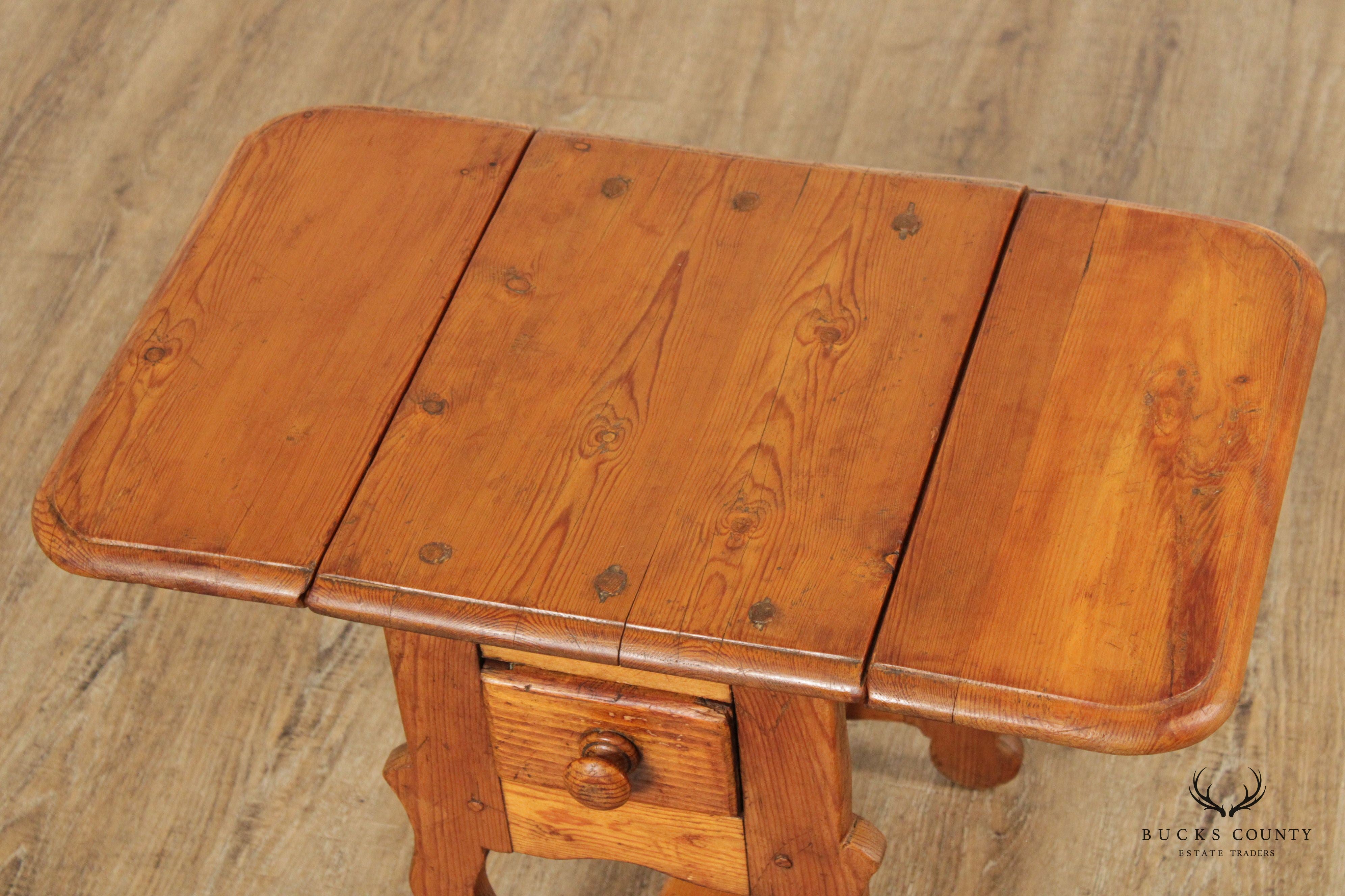 Antique Pine Drop Leaf Tavern Side Table