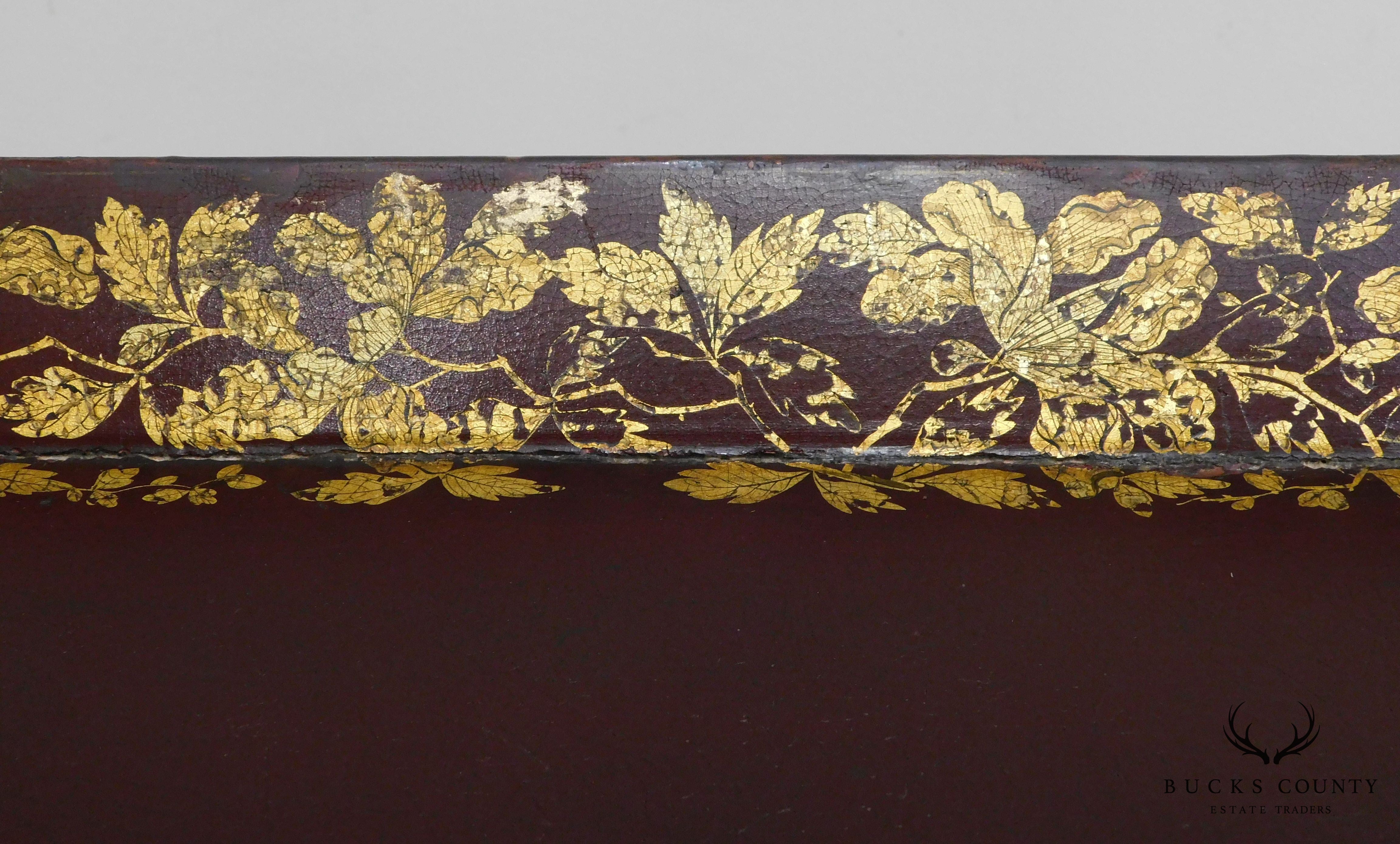 Henry Clay Antique Paper Mache Tray on Mahogany Stand 2 Georgian Butler Table