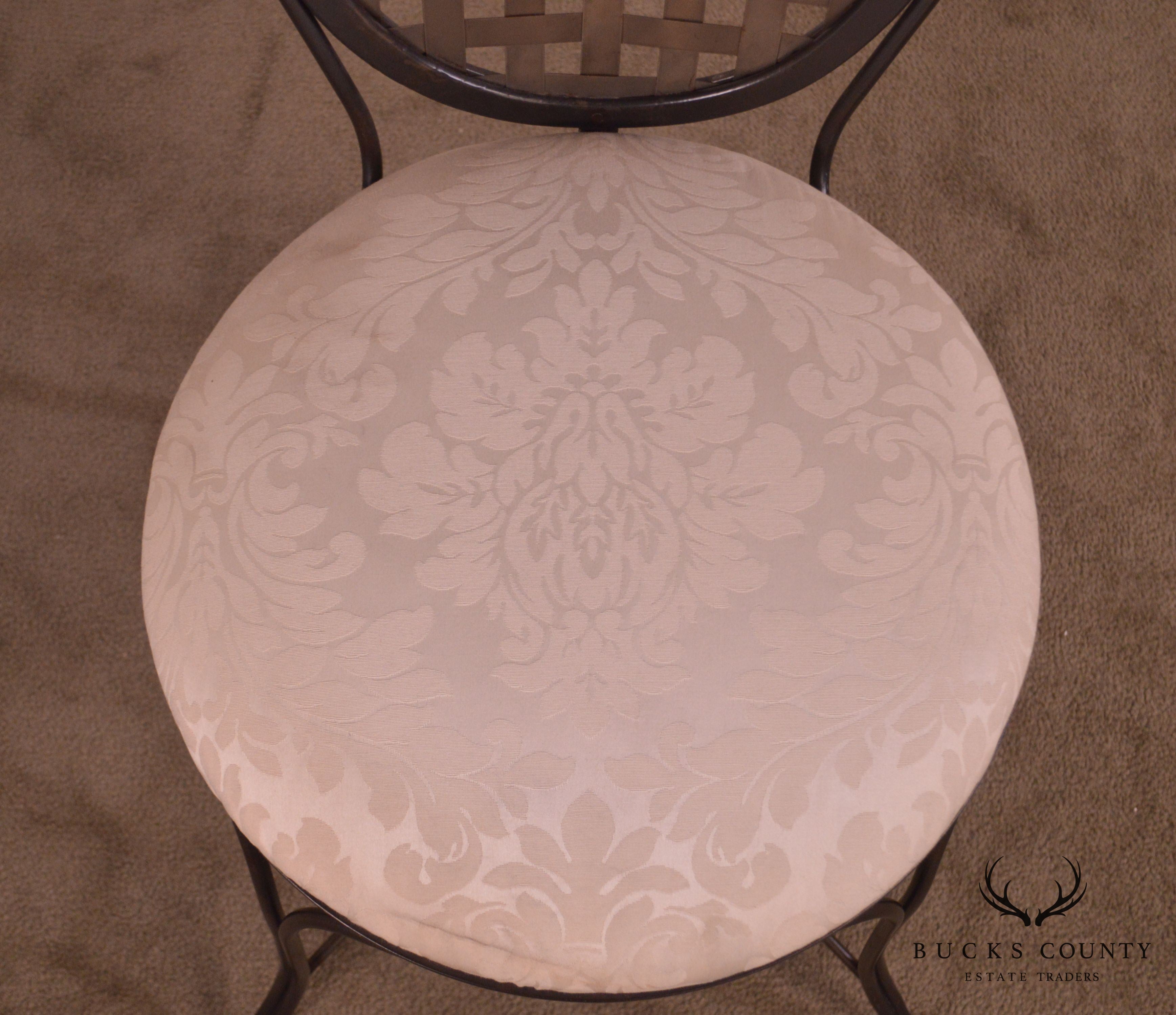 Quality Wrought Iron Lattice Back Side Chair