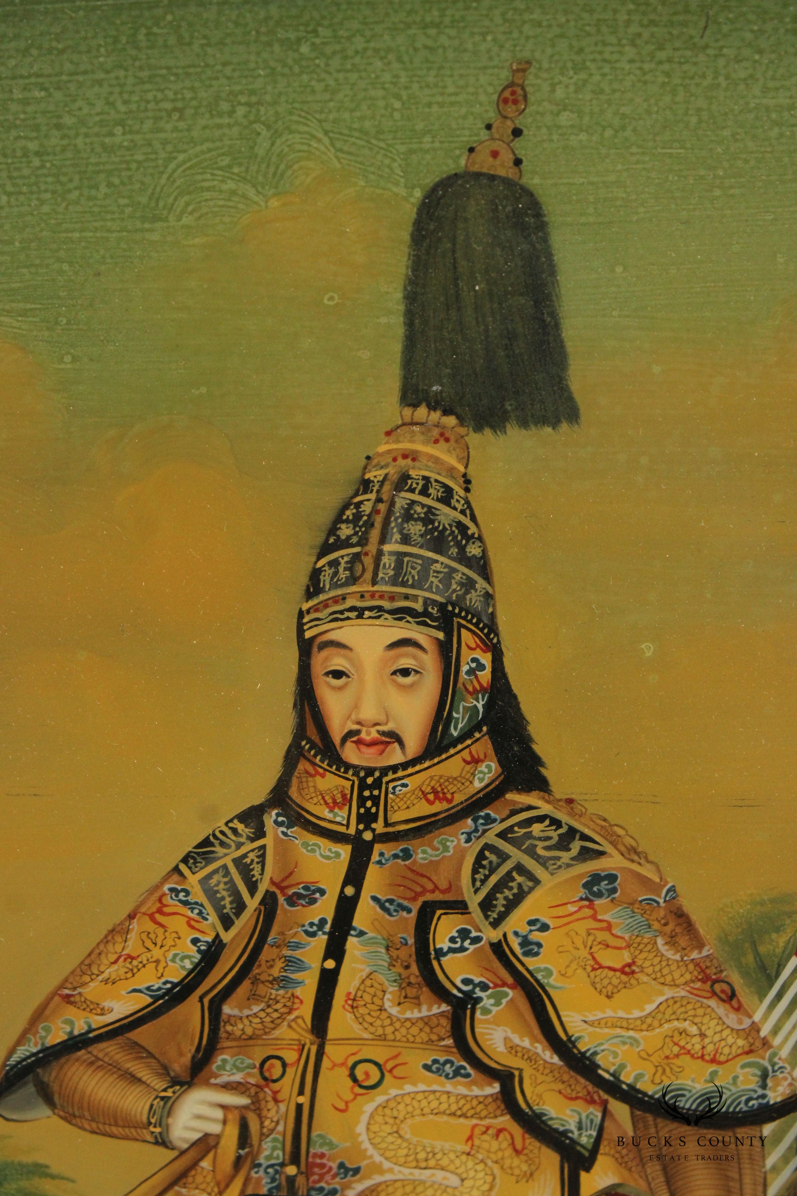 Chinese 'The Qianlong Emperor in Ceremonial Armor on Horseback' Reverse Portrait Portrait, After Giuseppe Castiglione