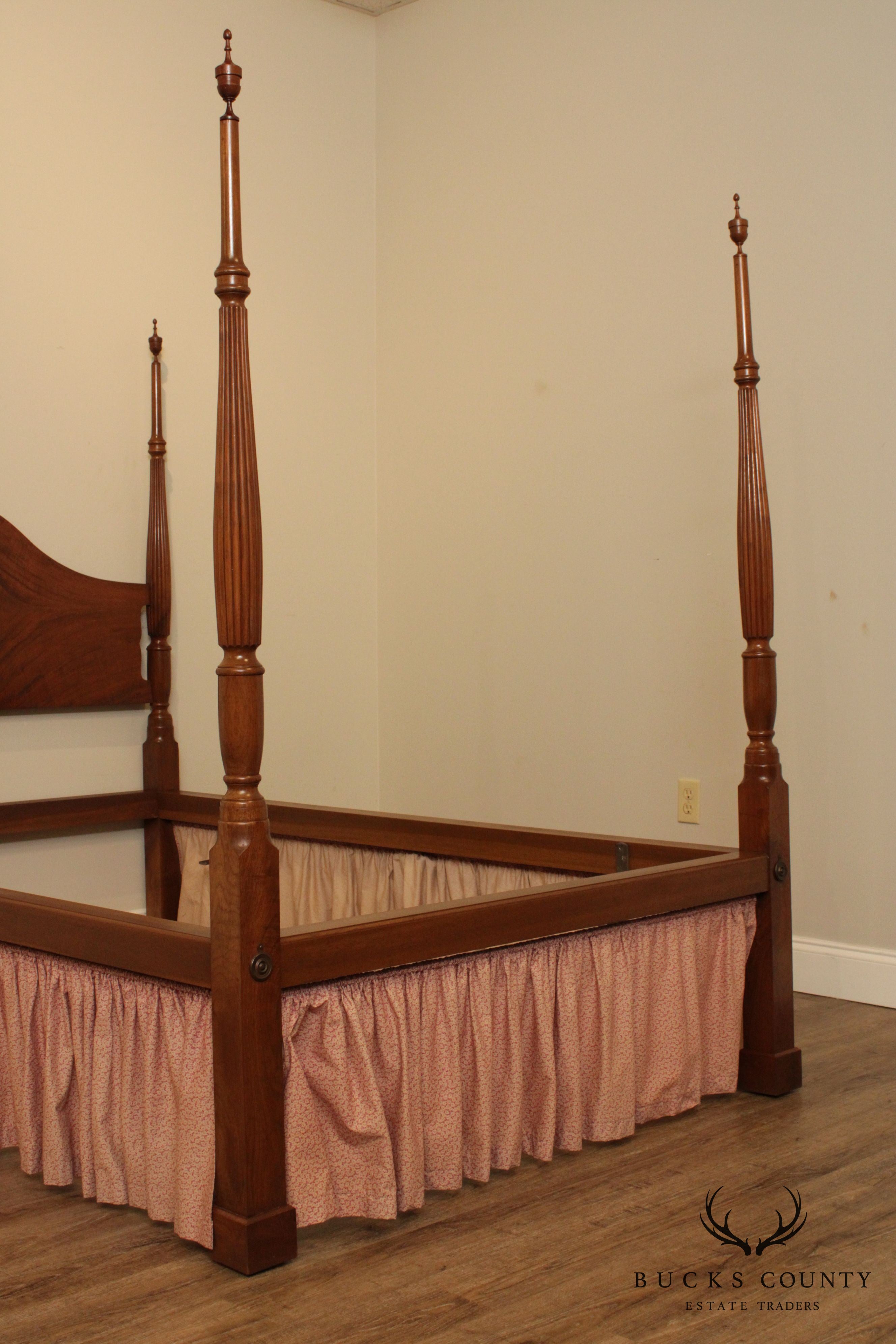 R. Wurster Custom Mahogany Carved Four Poster Bed