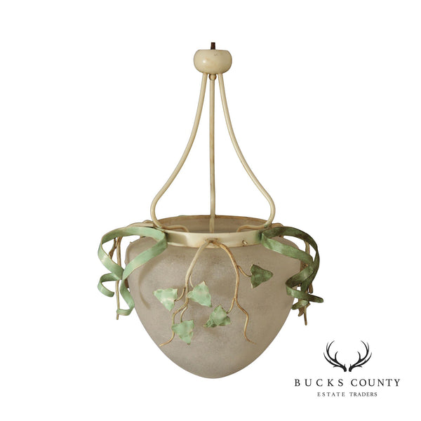 Tuscan Style Frosted Glass Tole Ware Chandelier